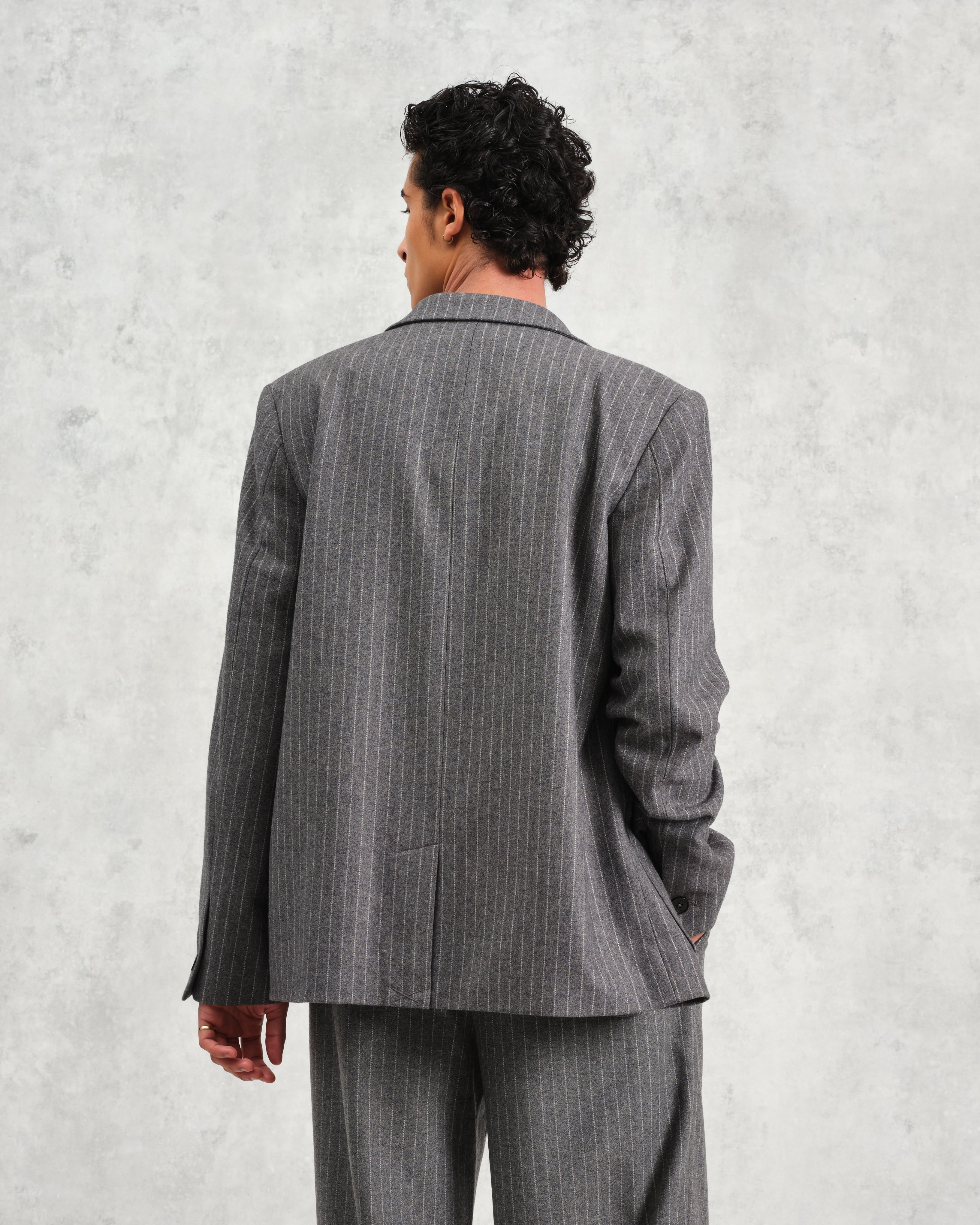 Fintry - Charcoal Grey Pinstripe Wool Blazer