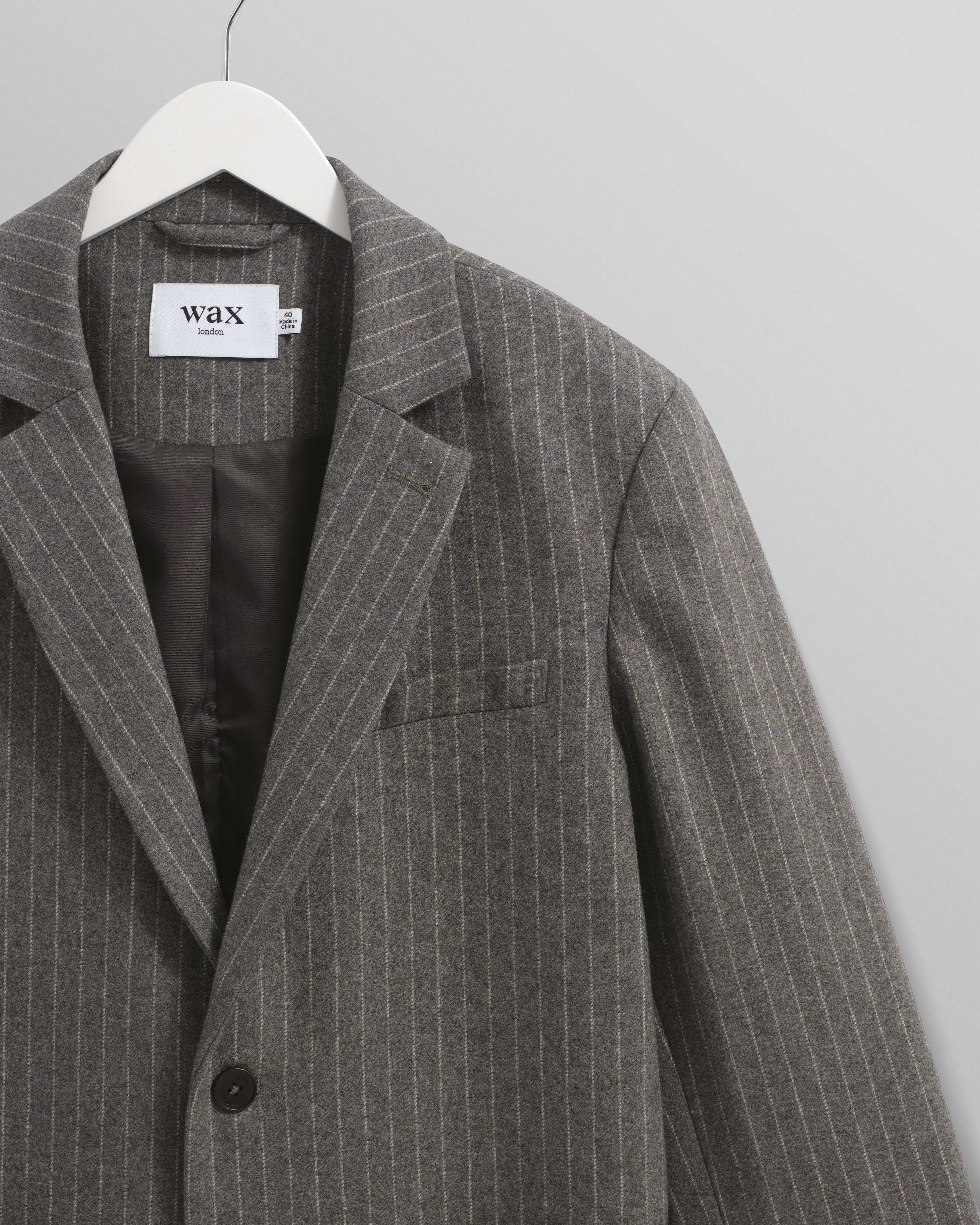 Fintry - Charcoal Grey Pinstripe Wool Blazer