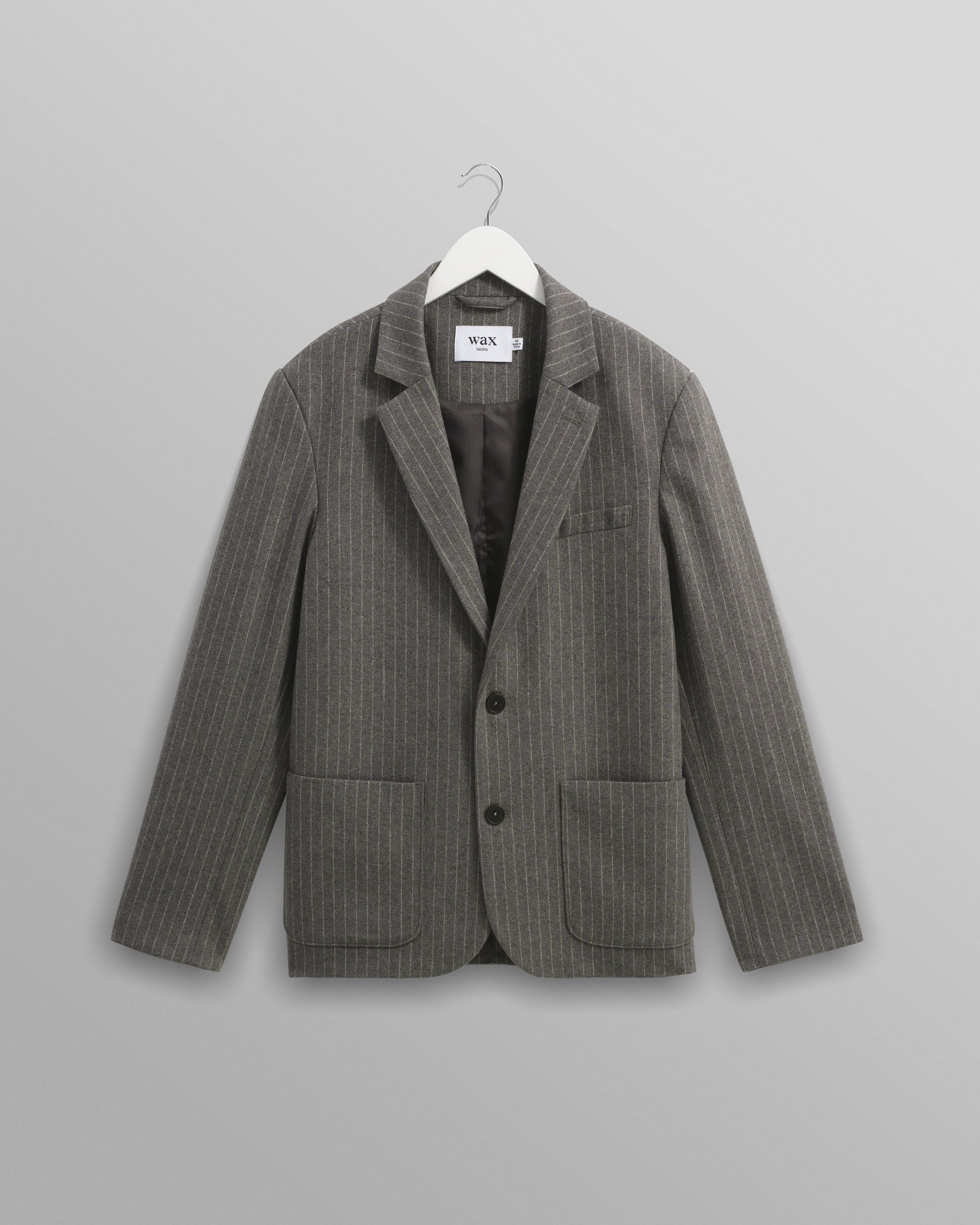 Fintry - Charcoal Grey Pinstripe Wool Blazer