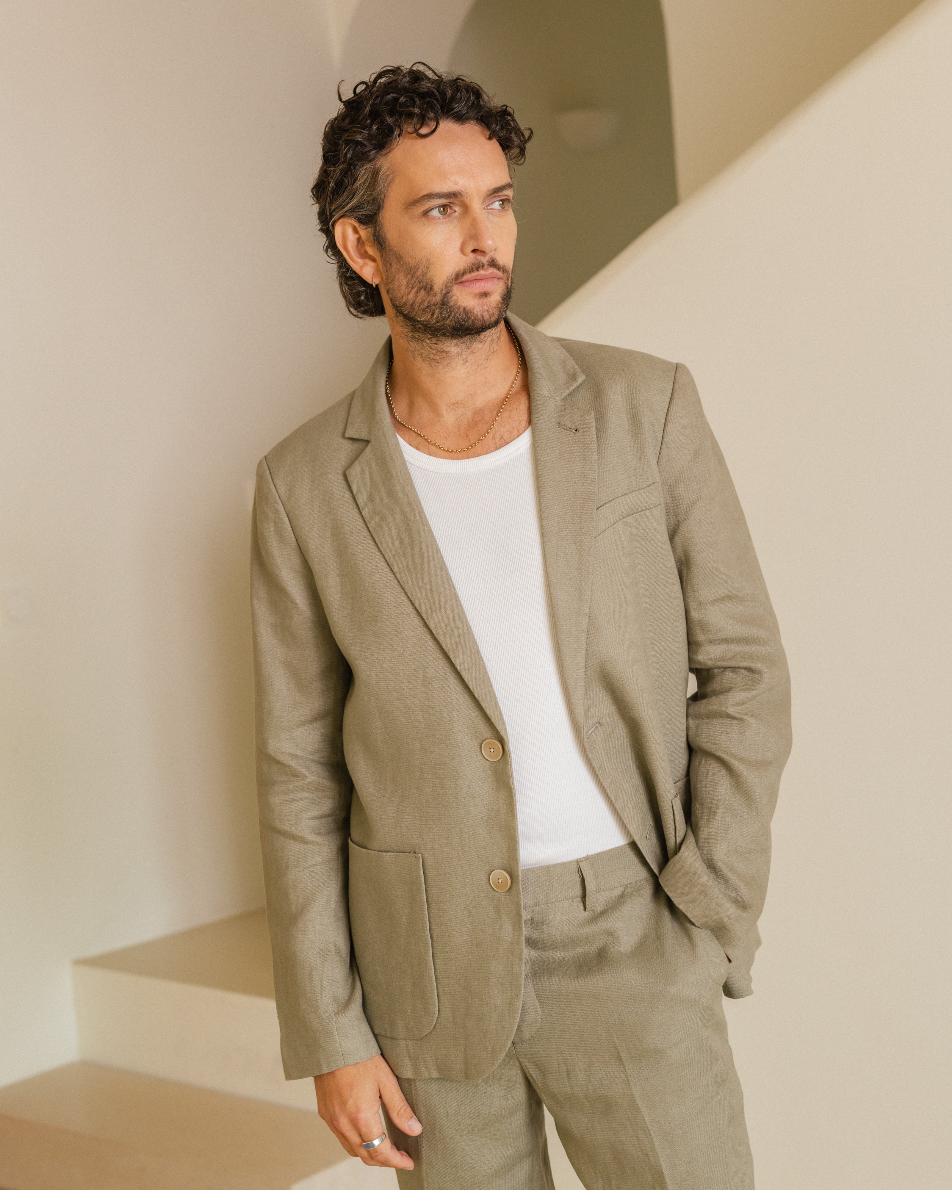 Fintry - Khaki Linen Blazer