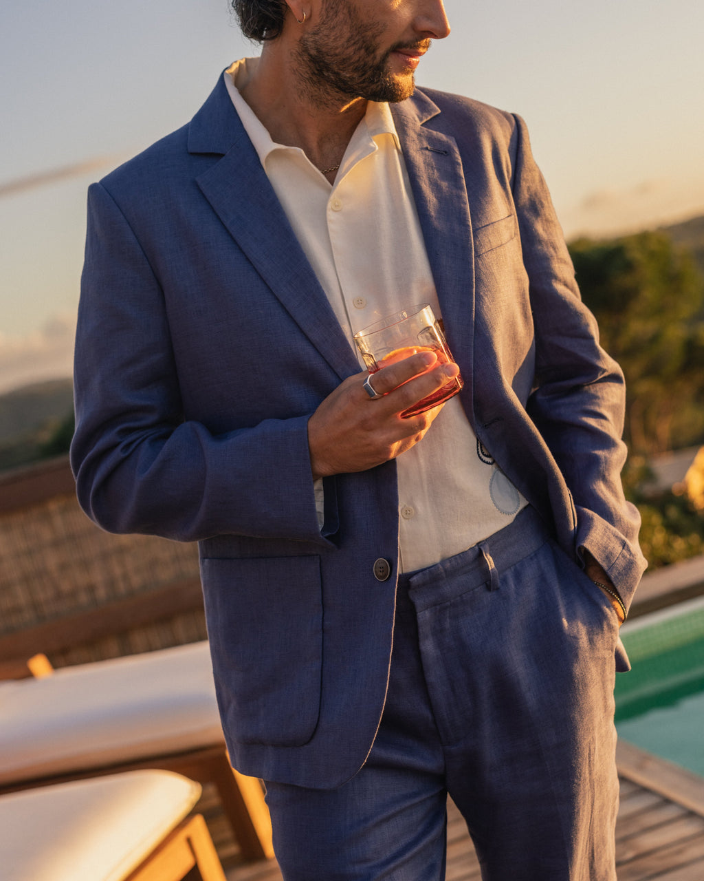 Fintry - Mid-Blue Linen Blazer