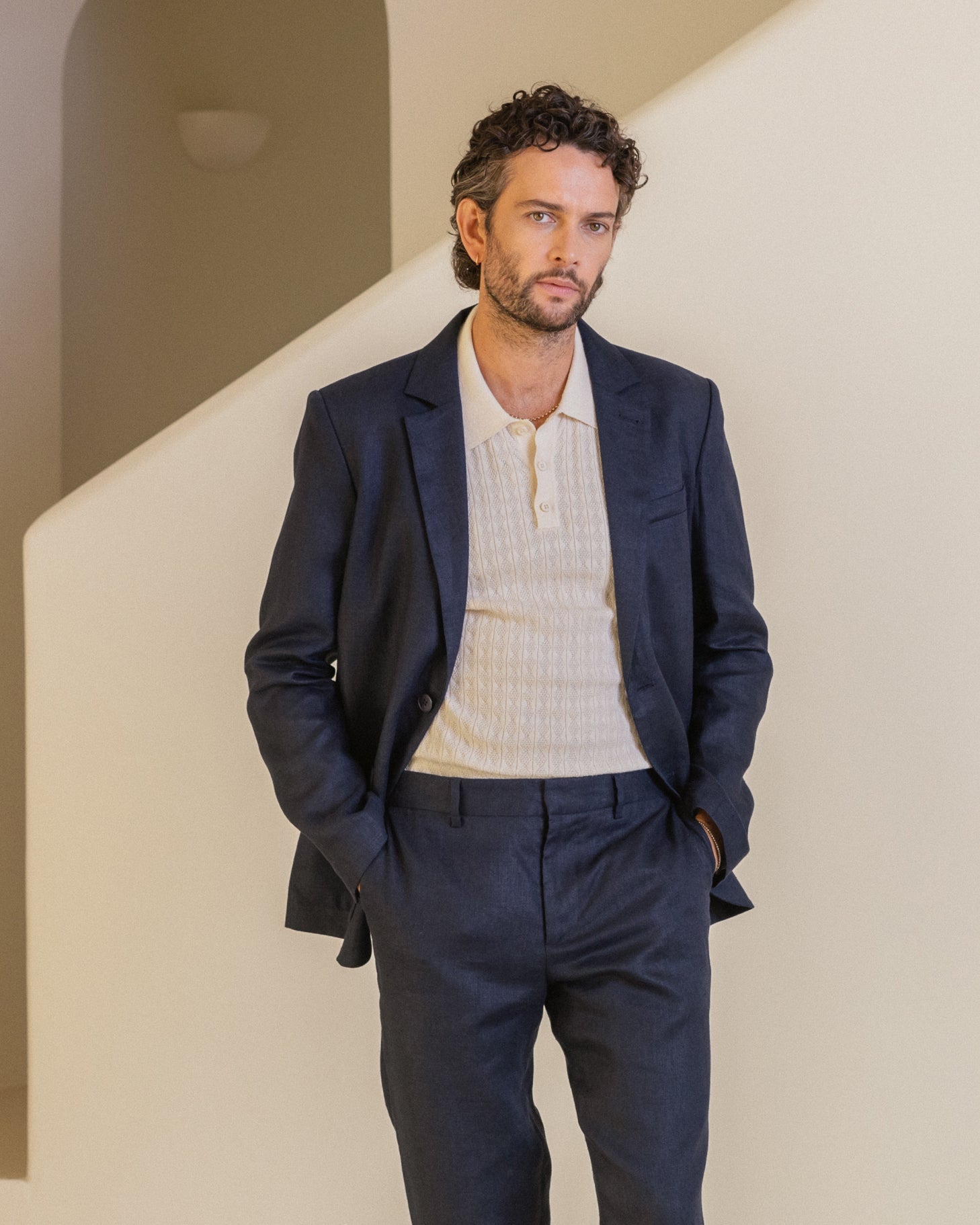 Fintry - Midnight Navy Linen Blazer