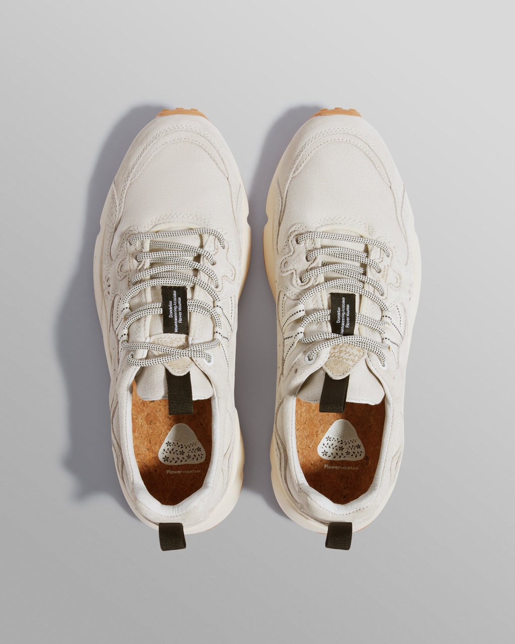 Flower Mountain YAMANO 3 - Beige Suede And Cotton Cloth Trainers