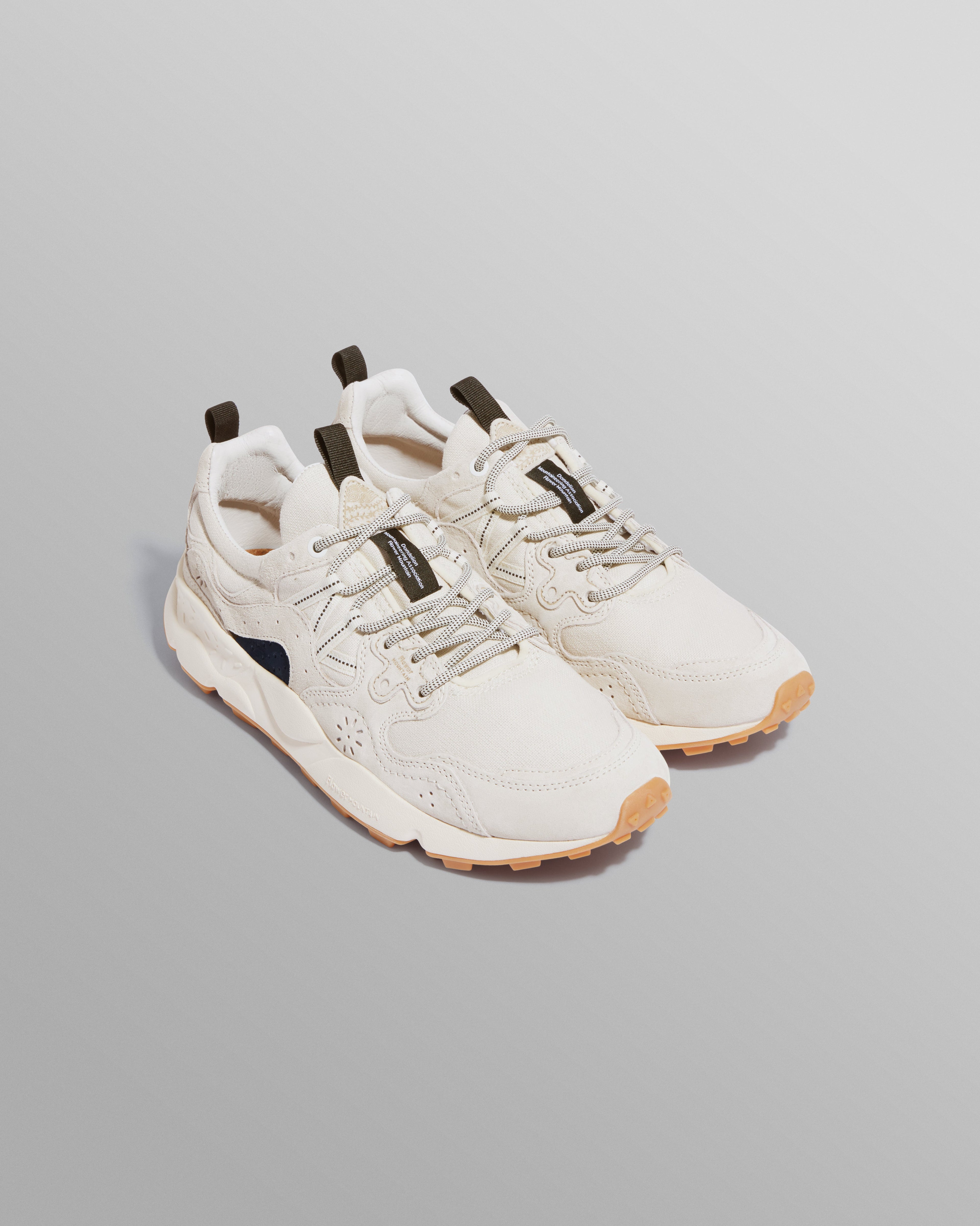 Flower Mountain YAMANO 3 - Beige Suede And Cotton Cloth Trainers