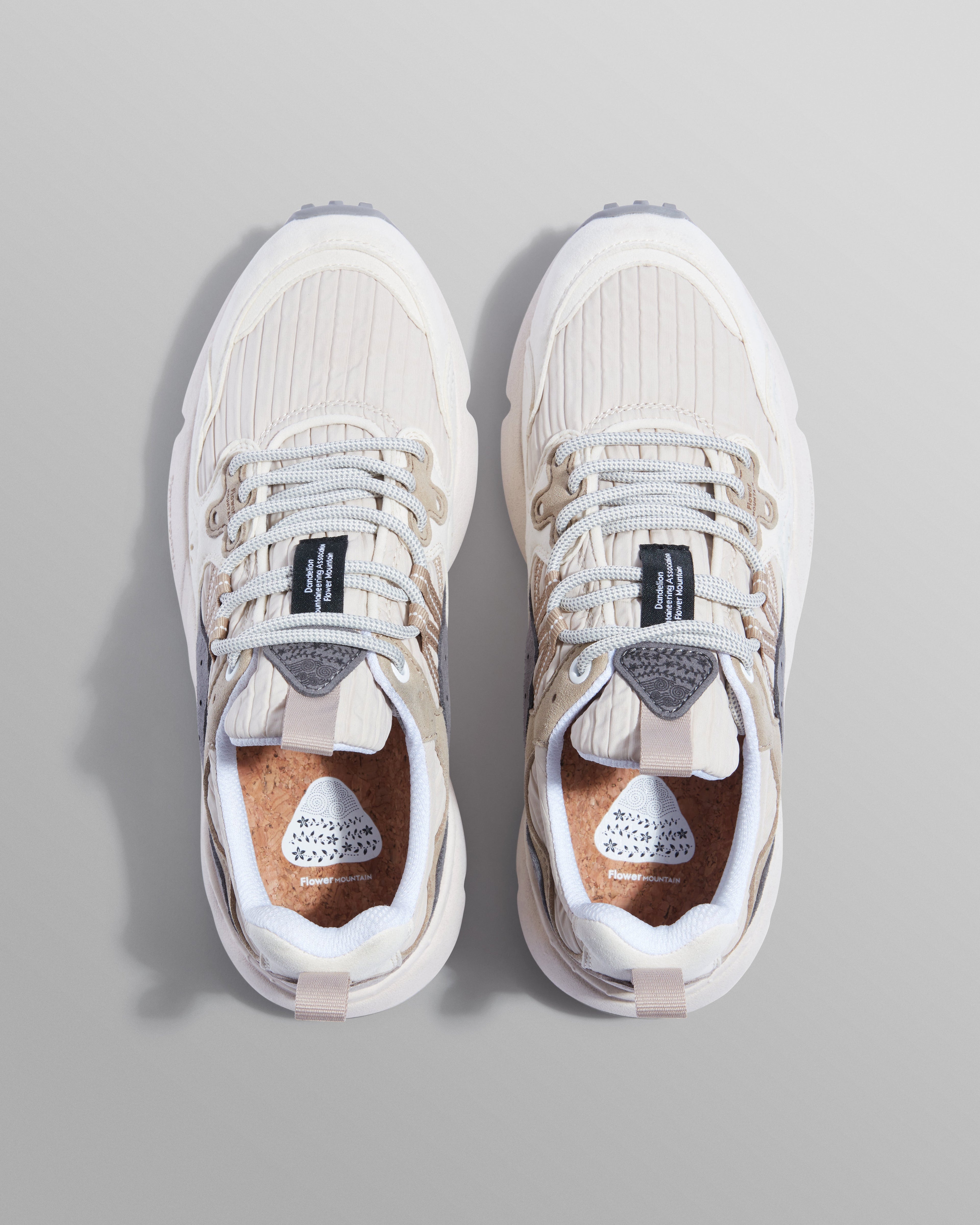 Flower Mountain - Cream Suede And Technical Fabric Trainers