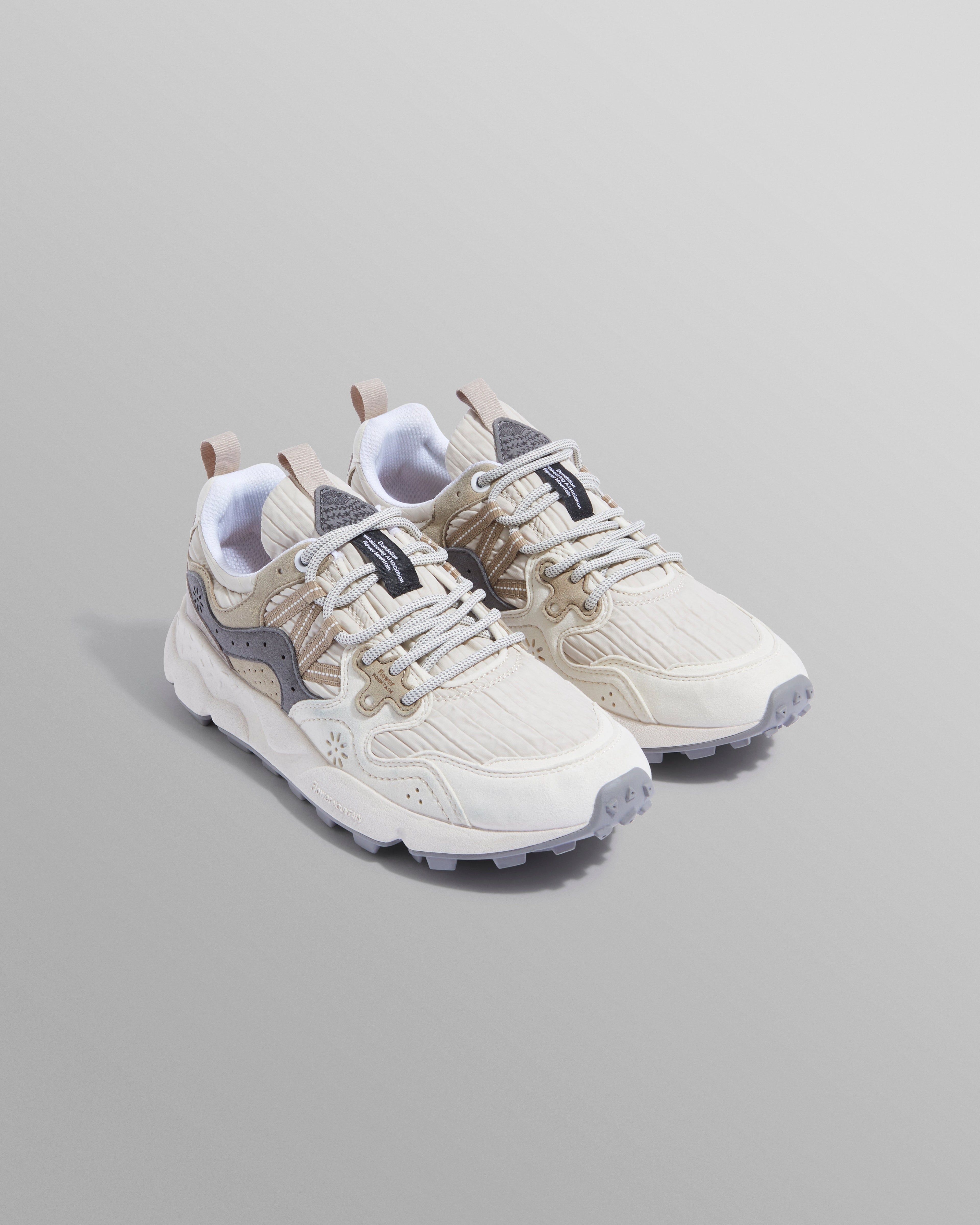Flower Mountain - Cream Suede And Technical Fabric Trainers