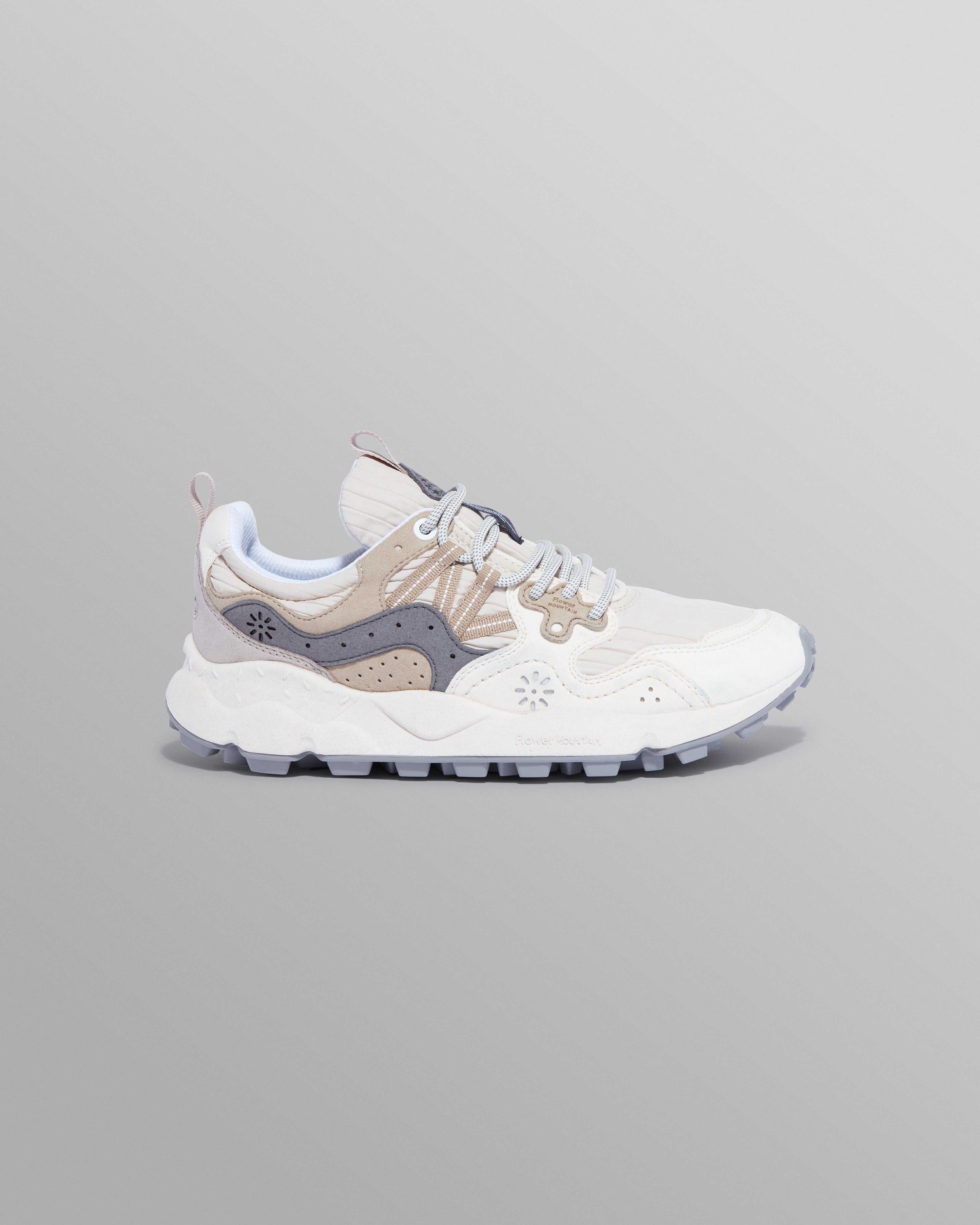 Flower Mountain - Cream Suede And Technical Fabric Trainers
