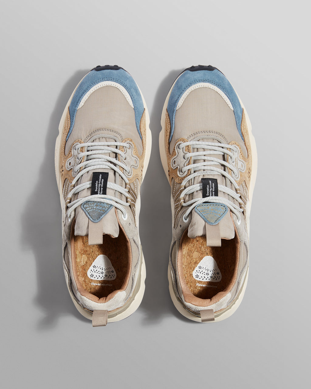 Flower Mountain YAMANO 3 - Grey And Blue Suede And Nylon-Ripstop Trainers