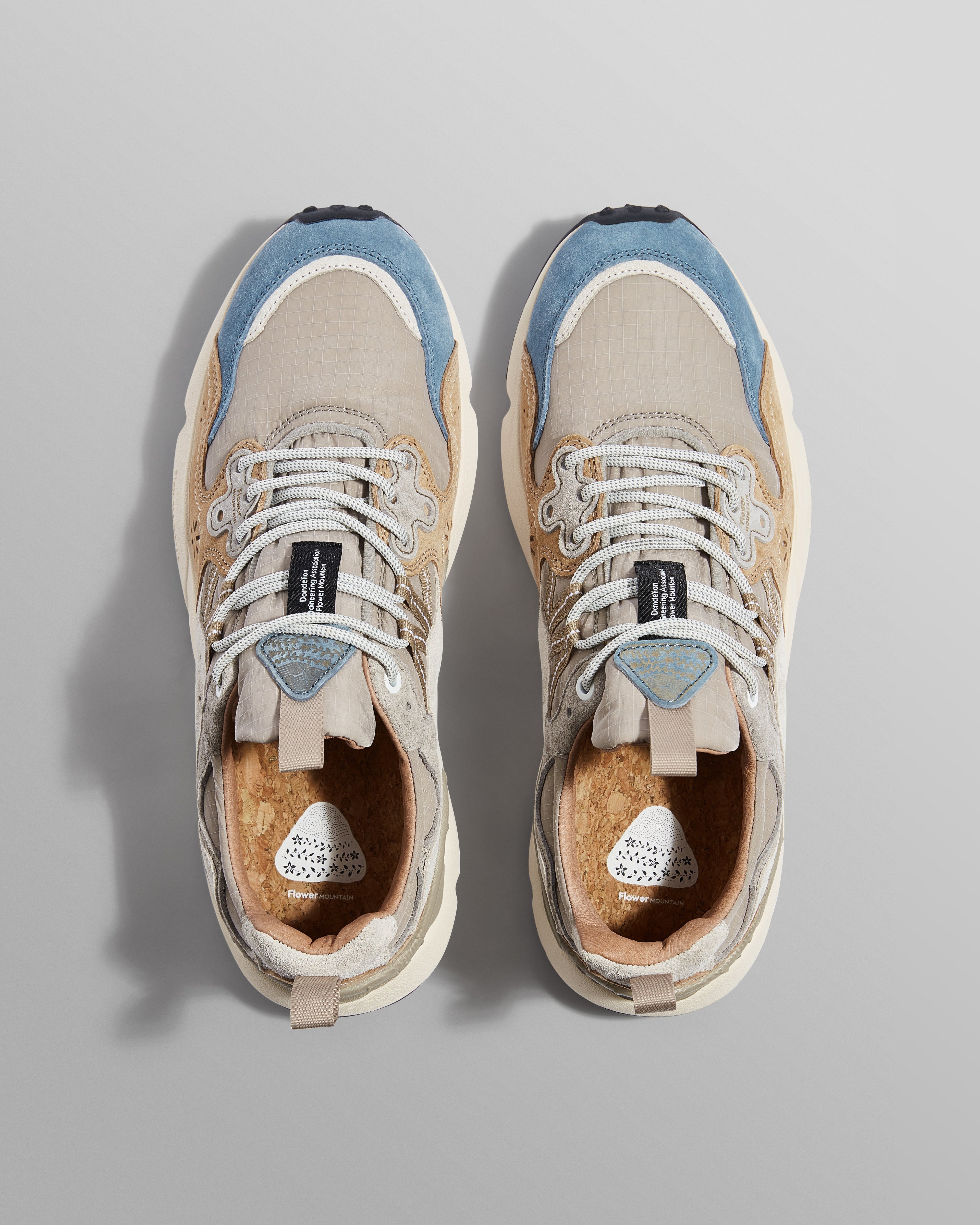 Flower Mountain YAMANO 3 - Grey And Blue Suede And Nylon-Ripstop Trainers