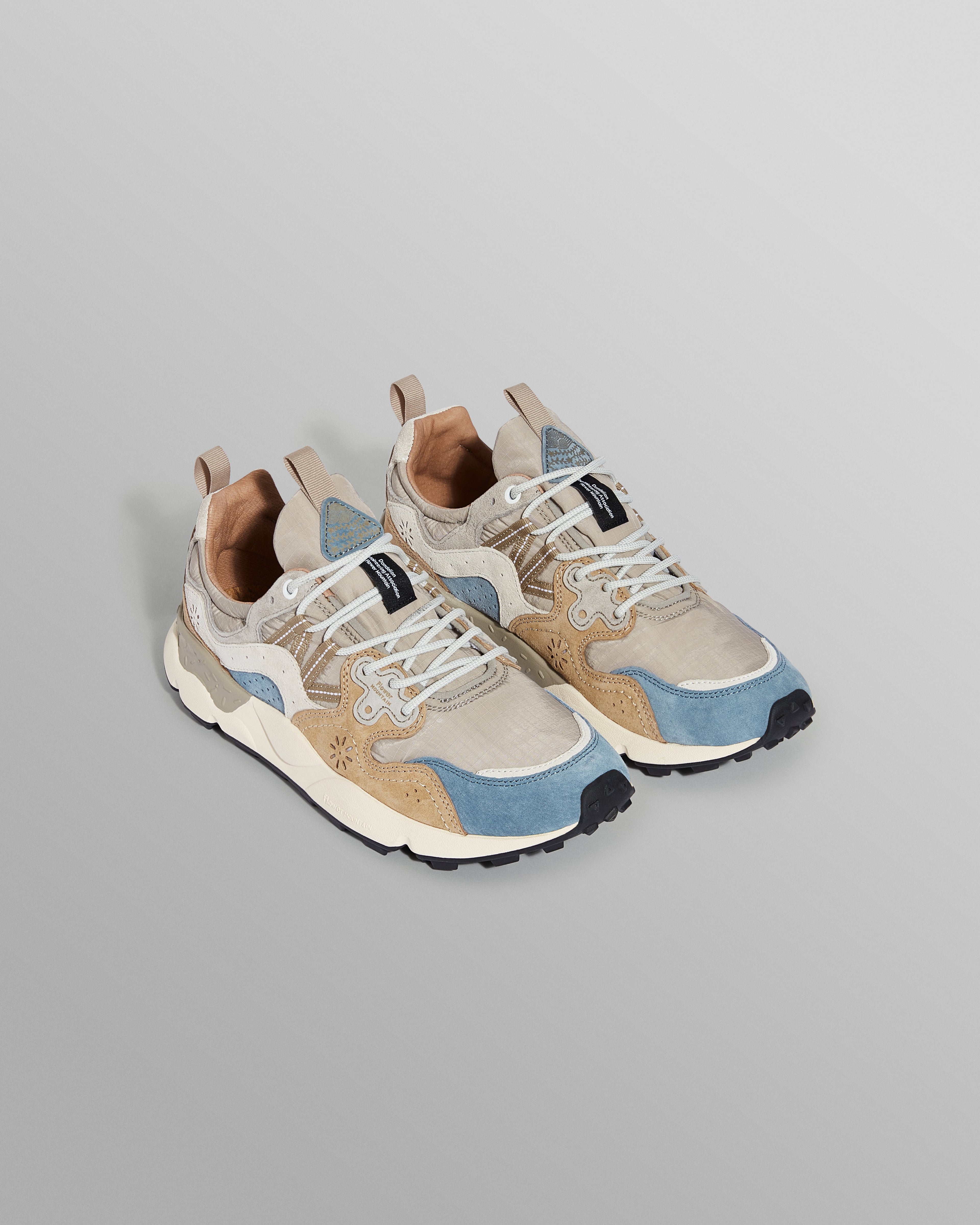Flower Mountain YAMANO 3 - Grey And Blue Suede And Nylon-Ripstop Trainers