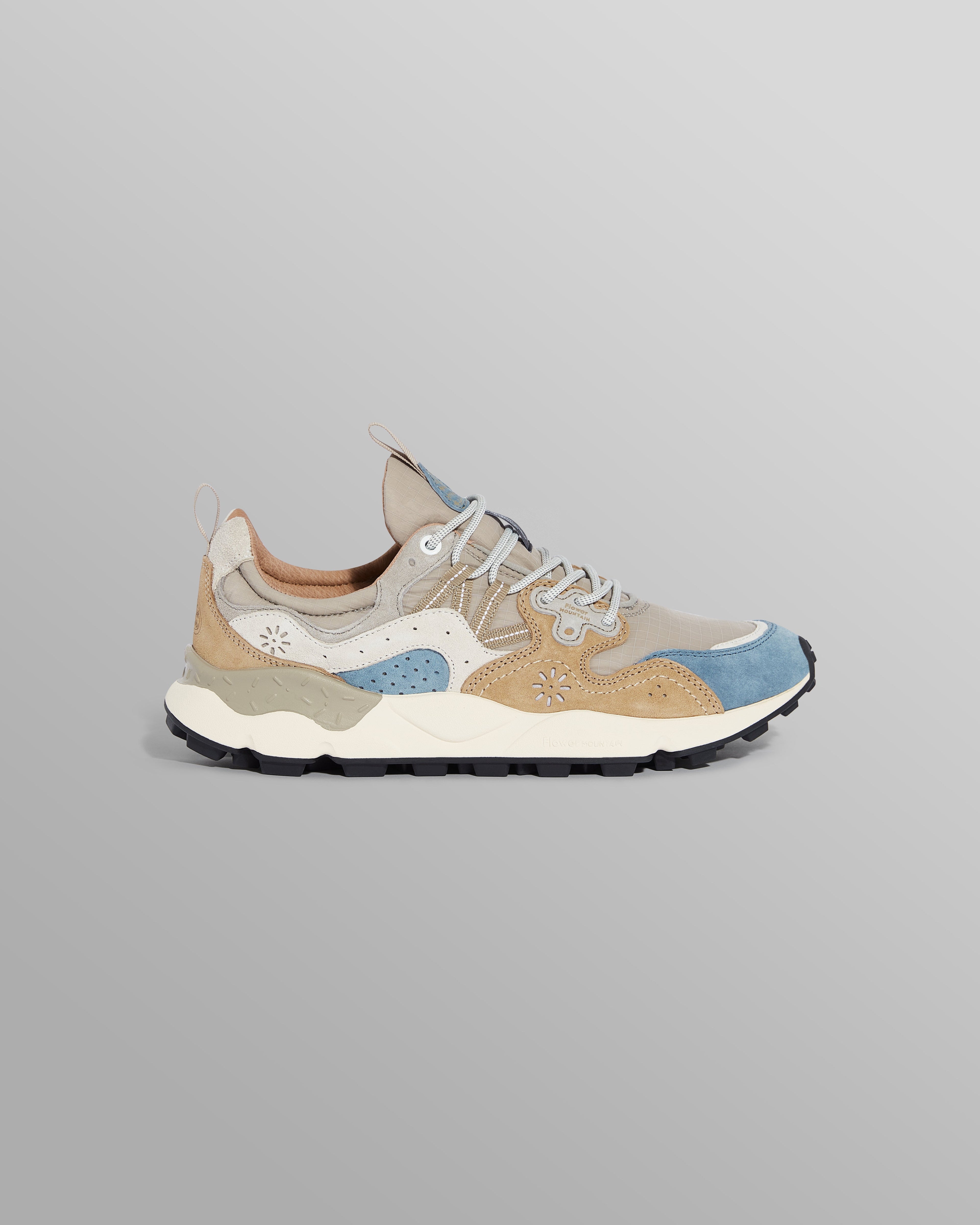 Flower Mountain YAMANO 3 - Grey And Blue Suede And Nylon-Ripstop Trainers