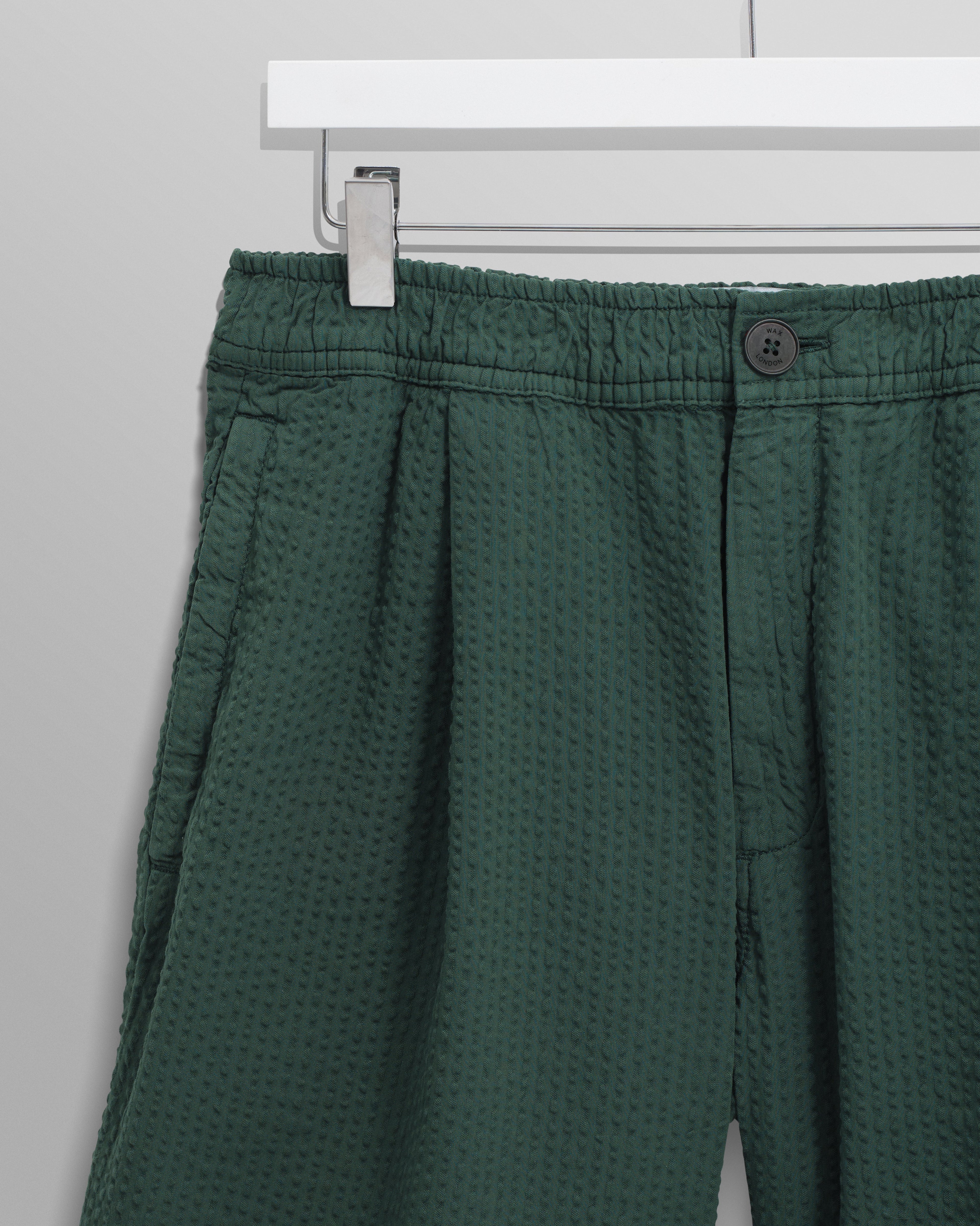 Fuller - Forest Green Cotton Seersucker Shorts