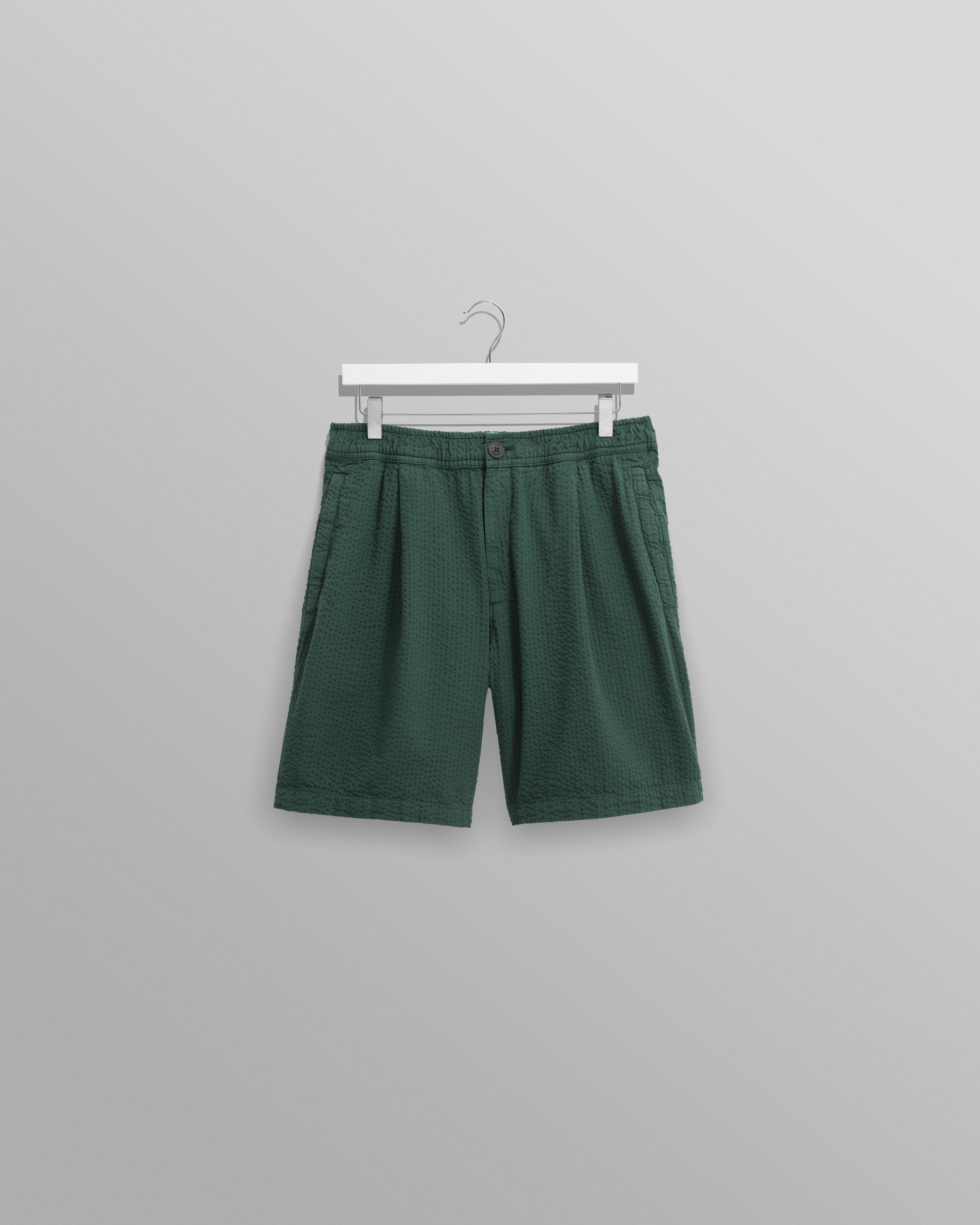 Fuller - Forest Green Cotton Seersucker Shorts