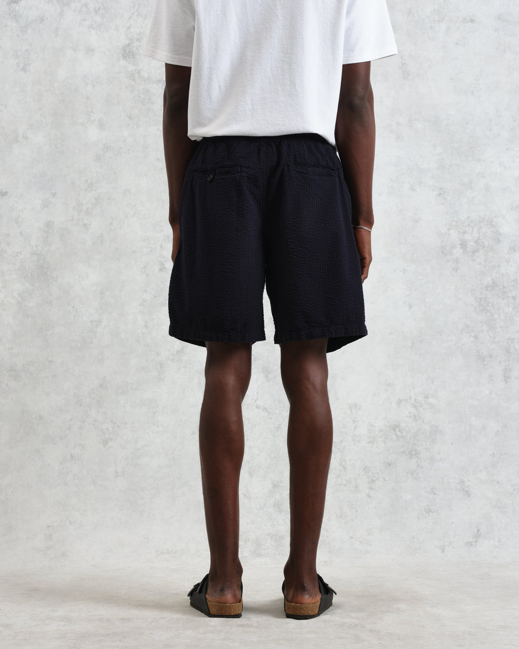 Fuller - Navy Cotton Seersucker Shorts