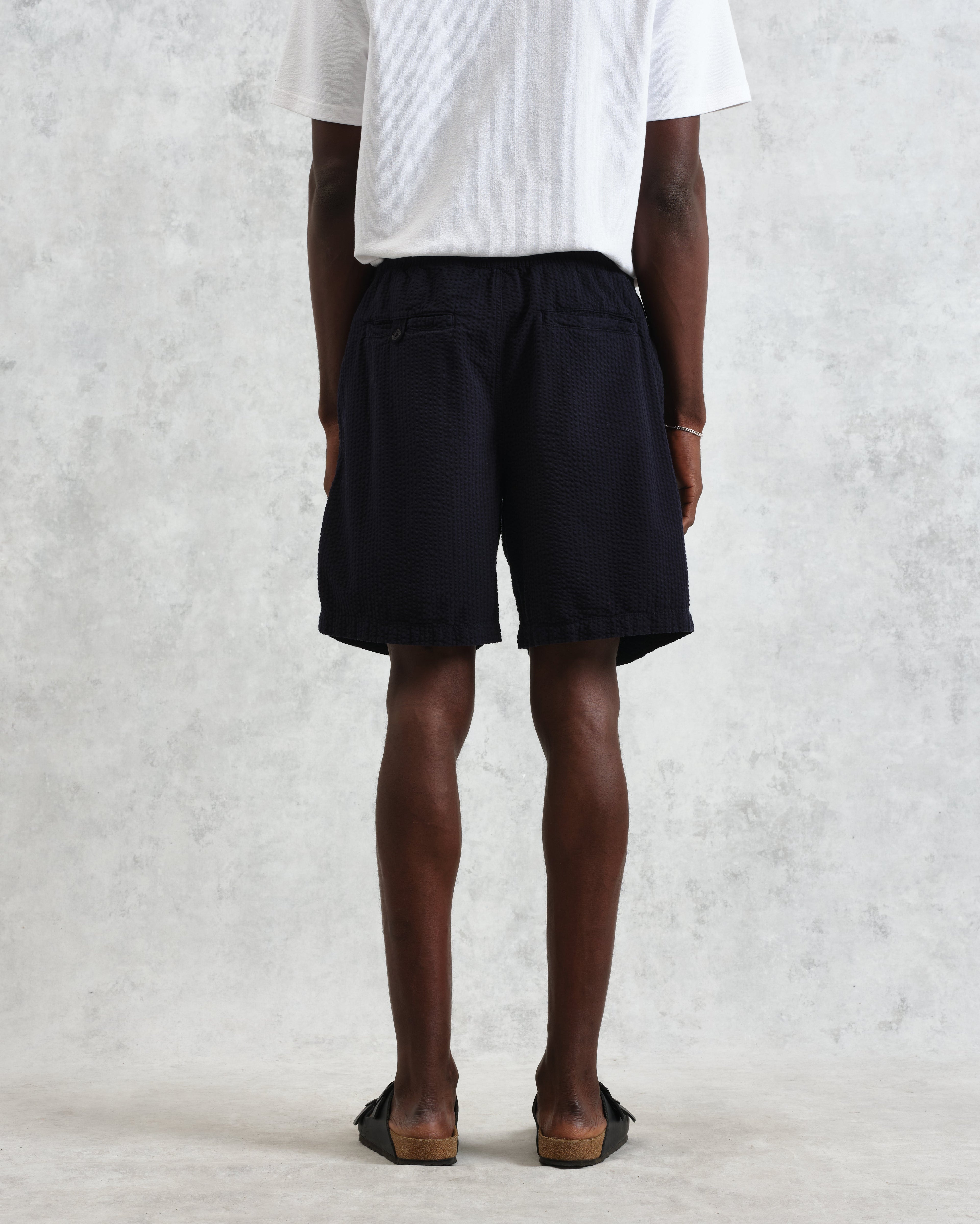 Fuller - Navy Cotton Seersucker Shorts