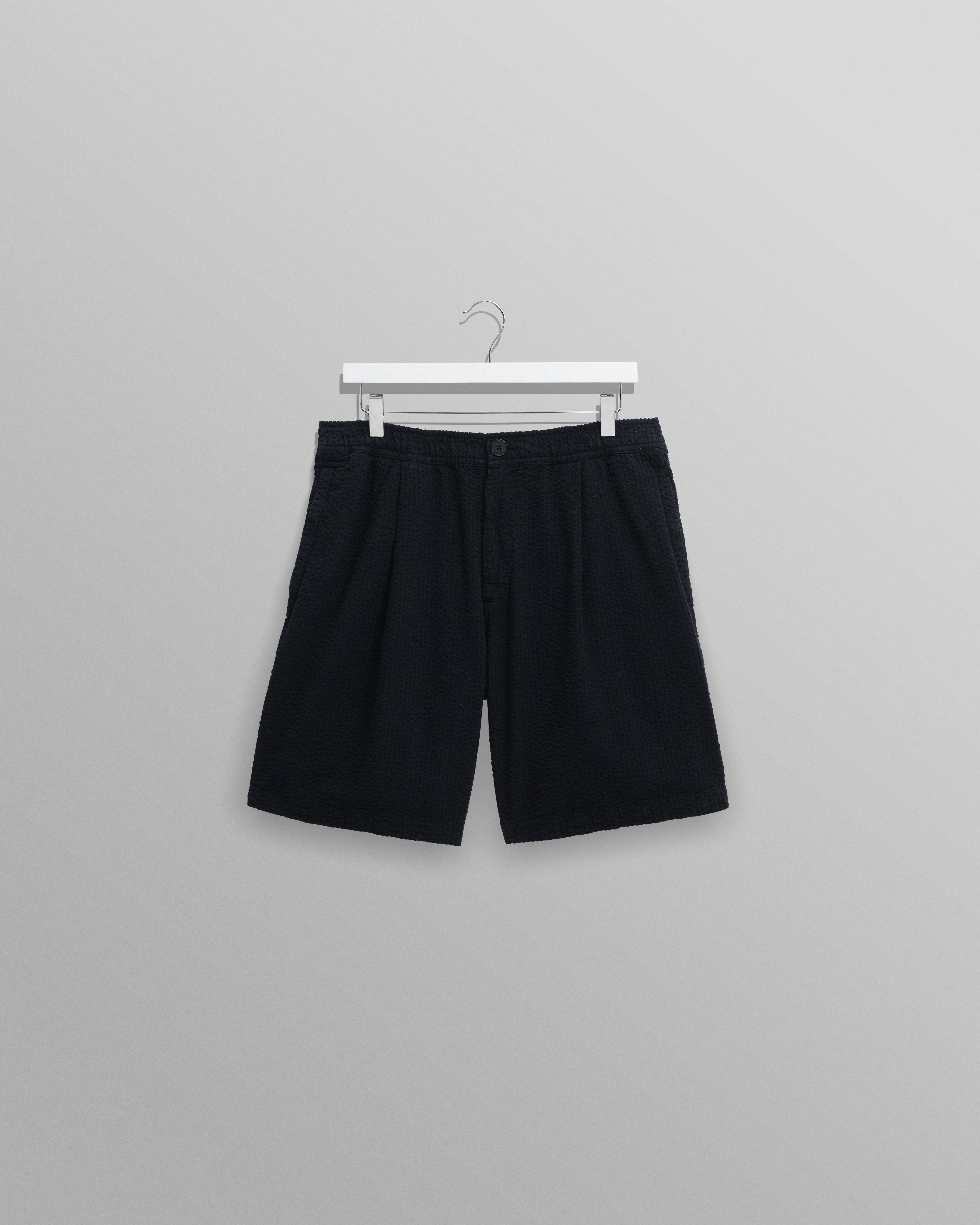 Fuller - Navy Cotton Seersucker Shorts