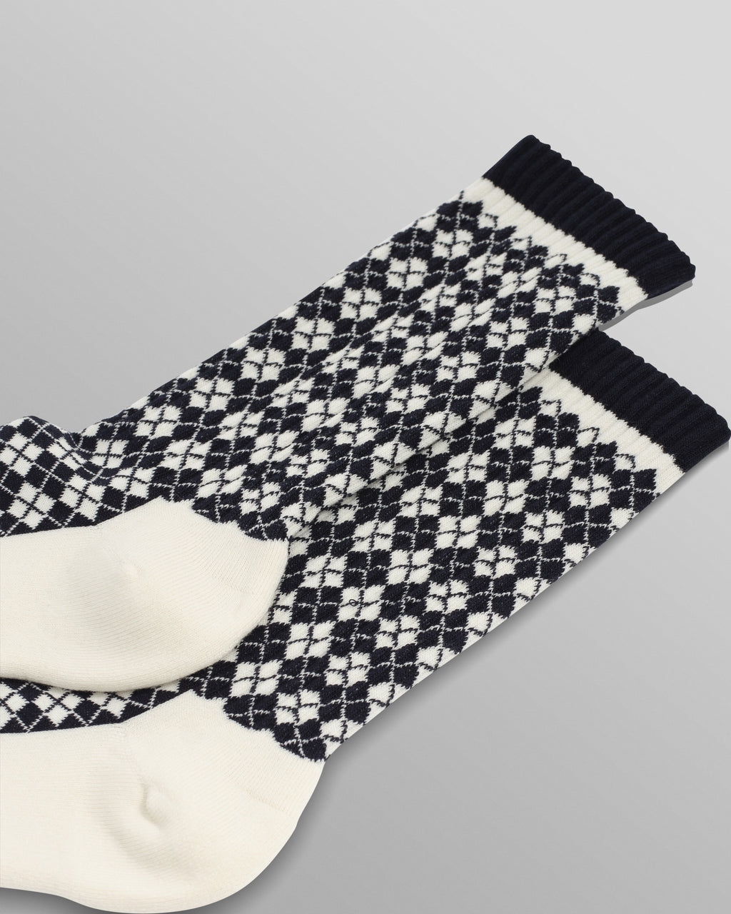 Galway - Navy And Ecru Argyle Socks