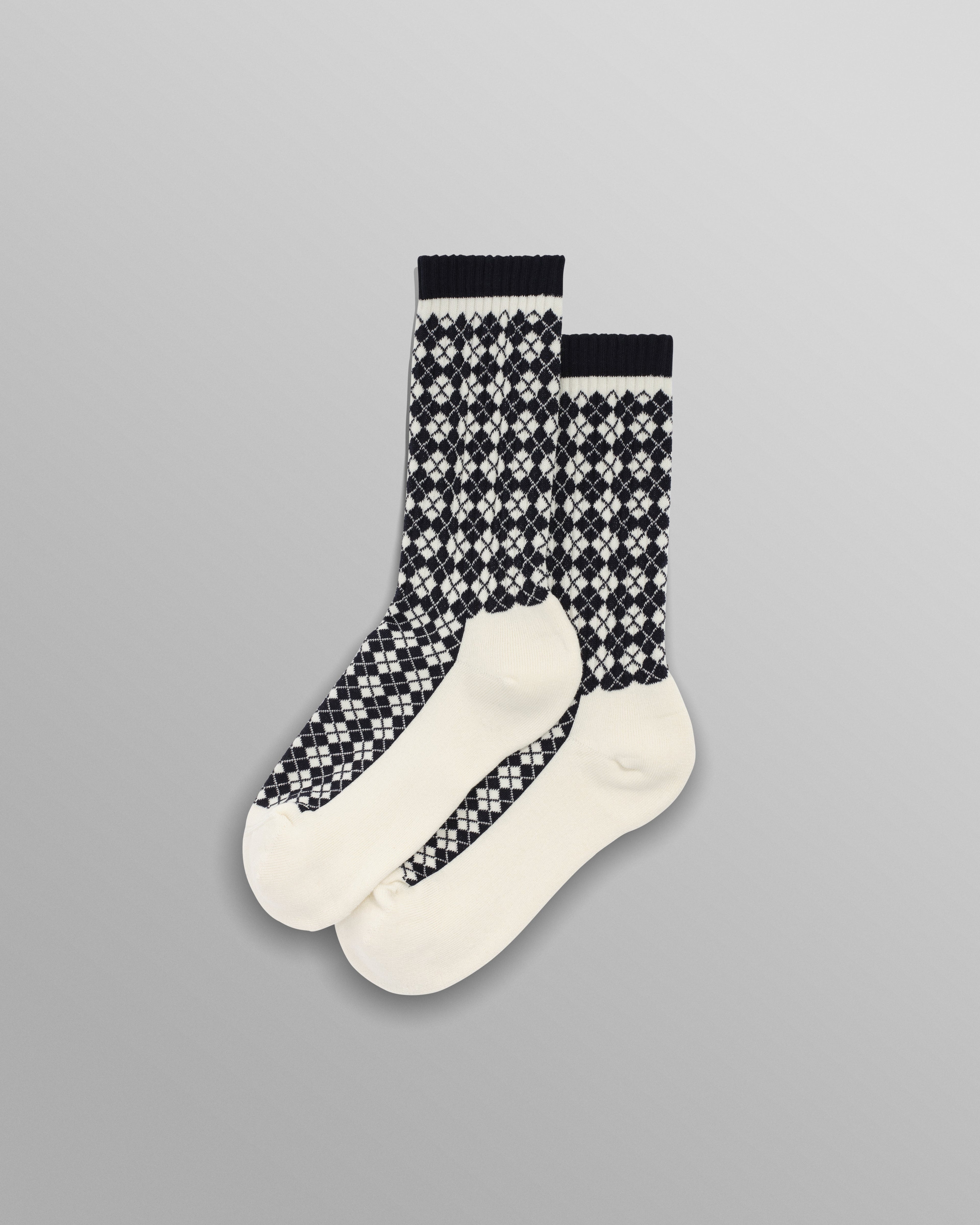Galway - Navy And Ecru Argyle Socks