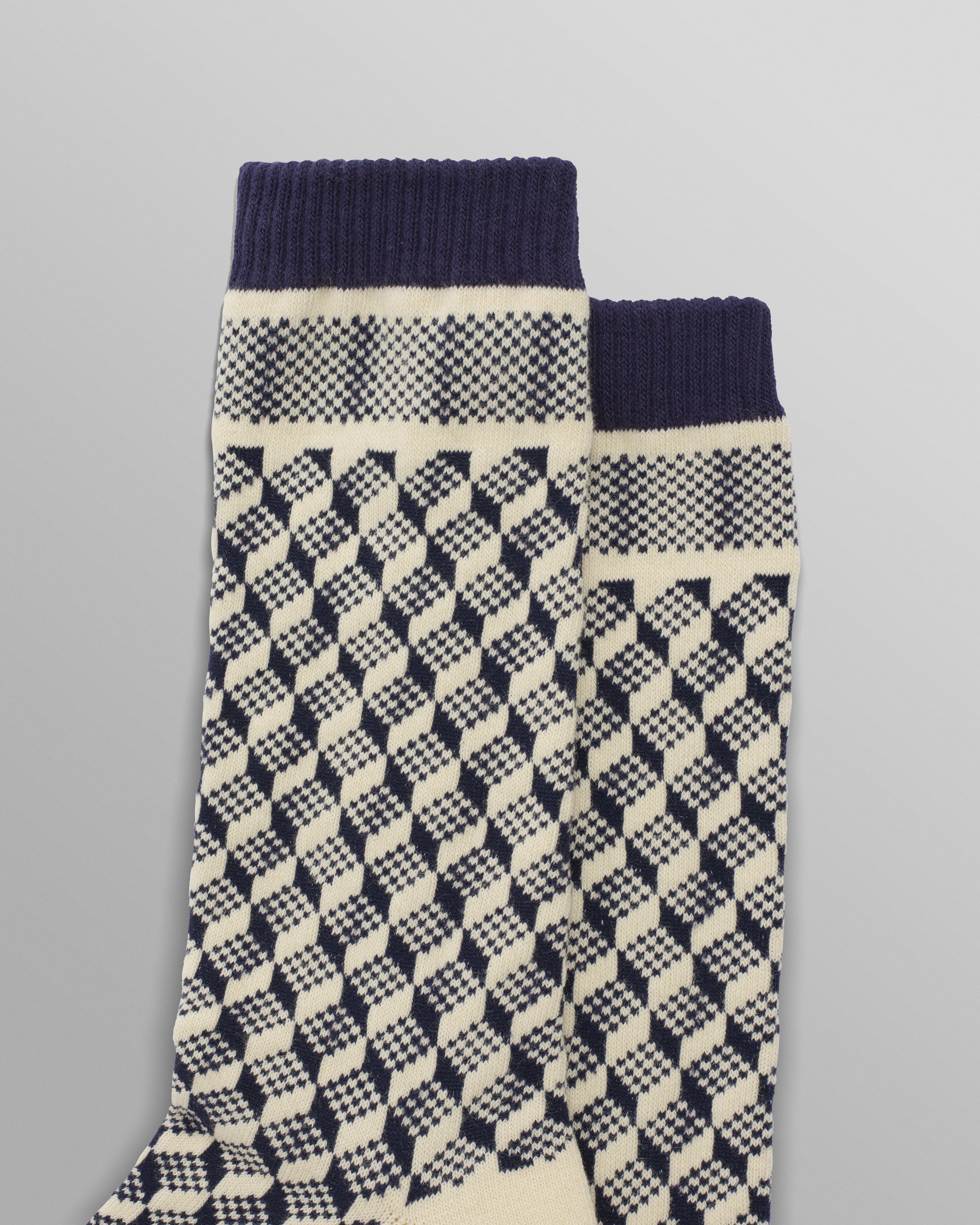 Galway - Navy Jacquard Chunky Sock