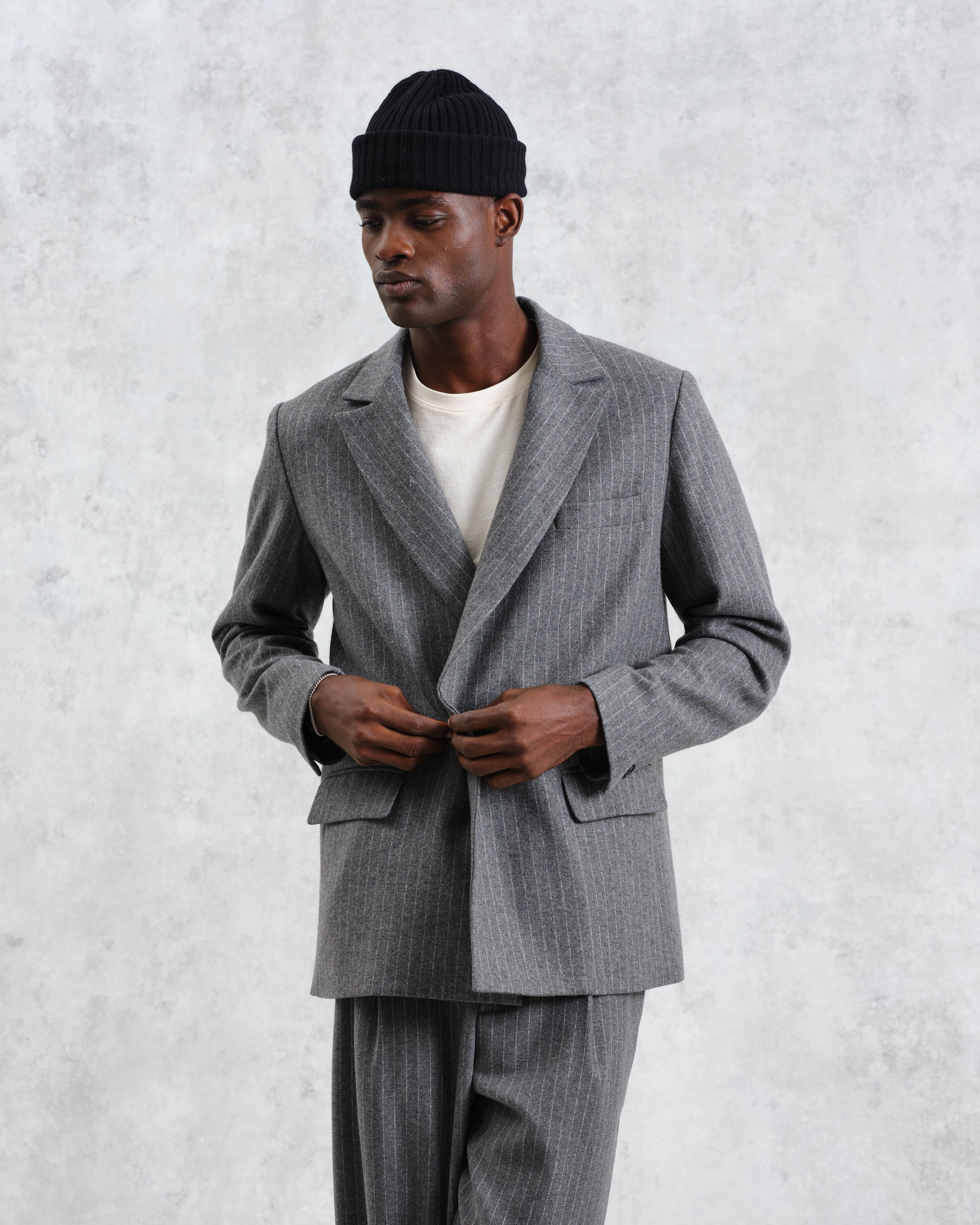 Gekko - Charcoal Grey Pinstripe Wool Blazer