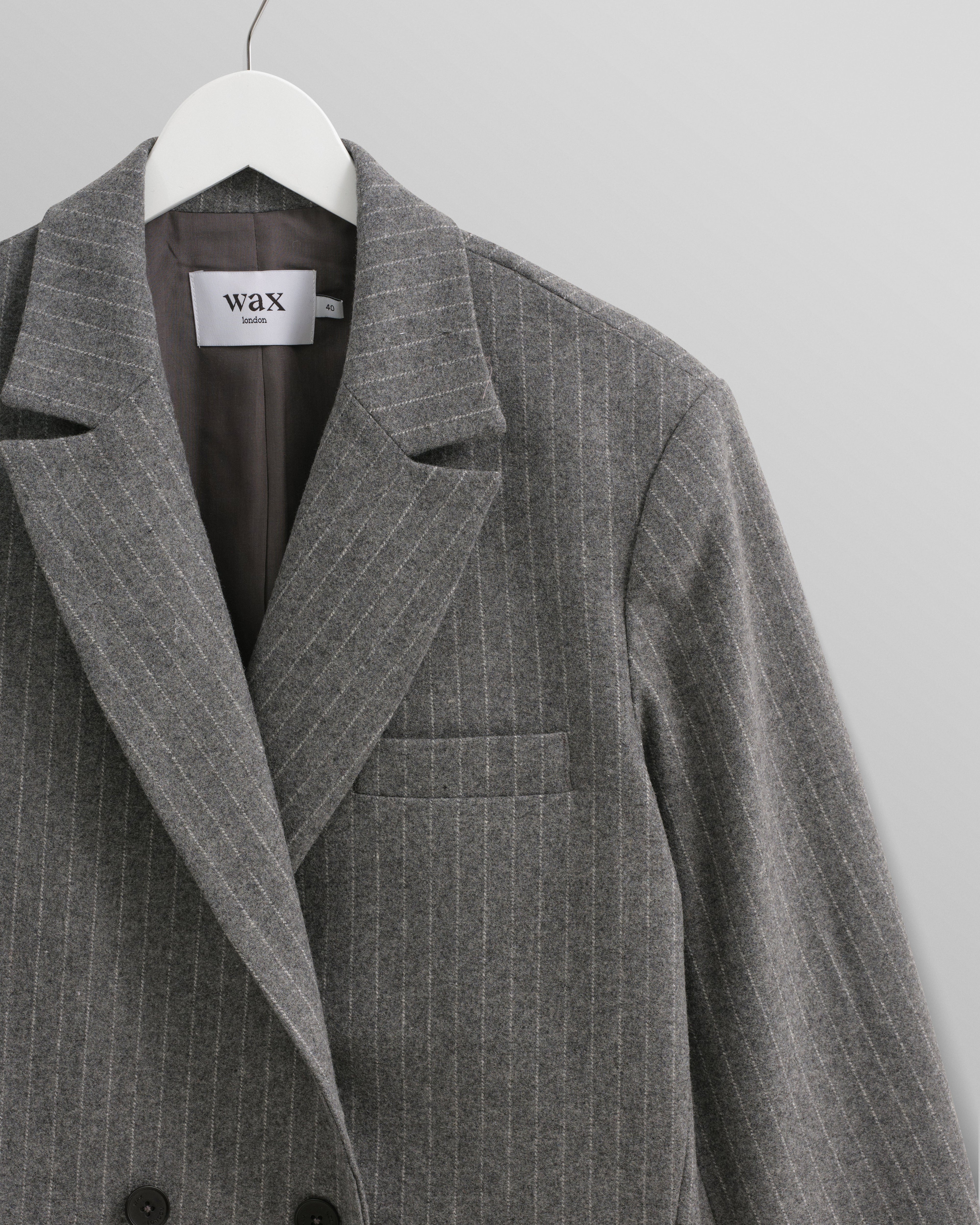 Gekko - Charcoal Grey Pinstripe Wool Blazer