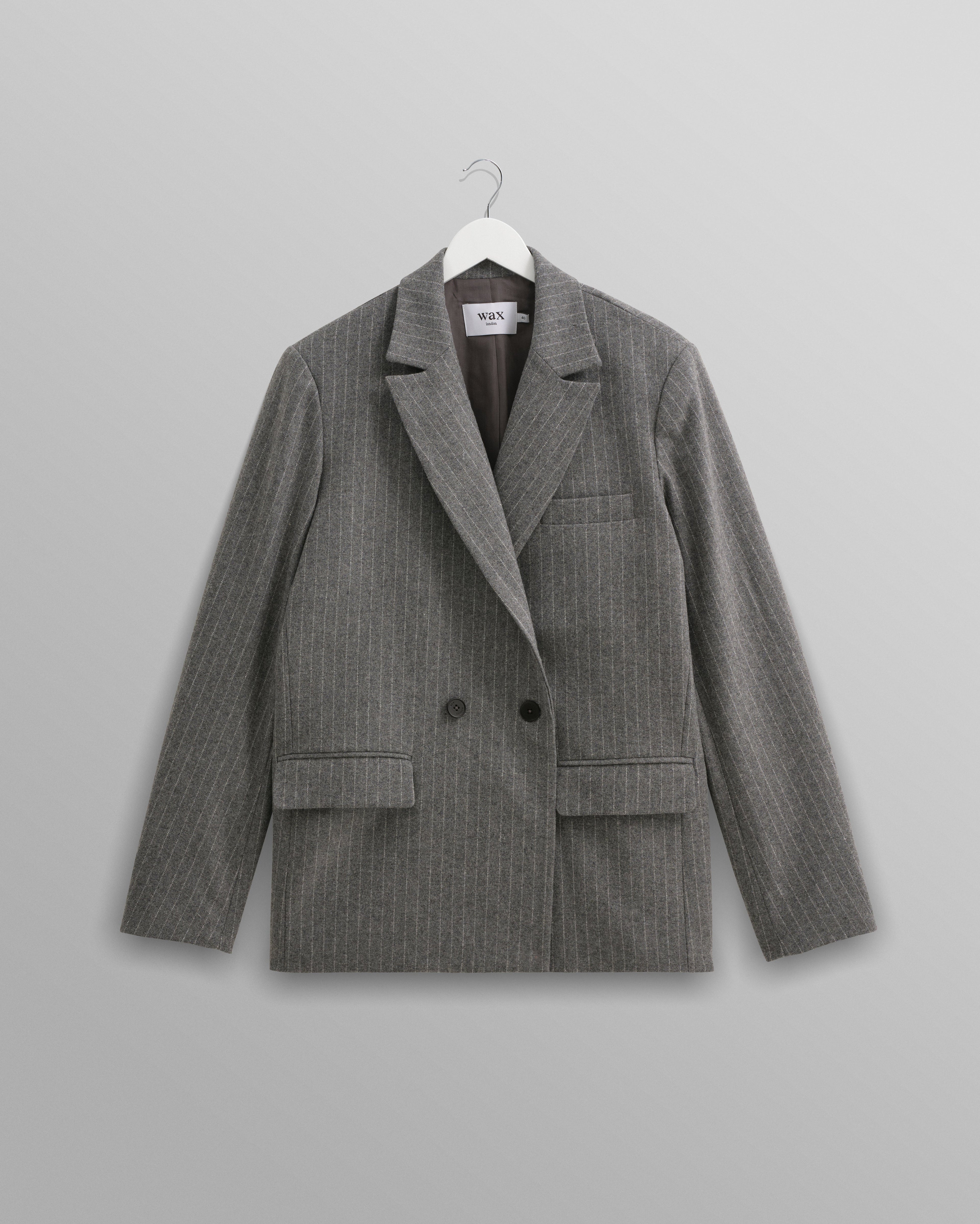 Gekko - Charcoal Grey Pinstripe Wool Blazer