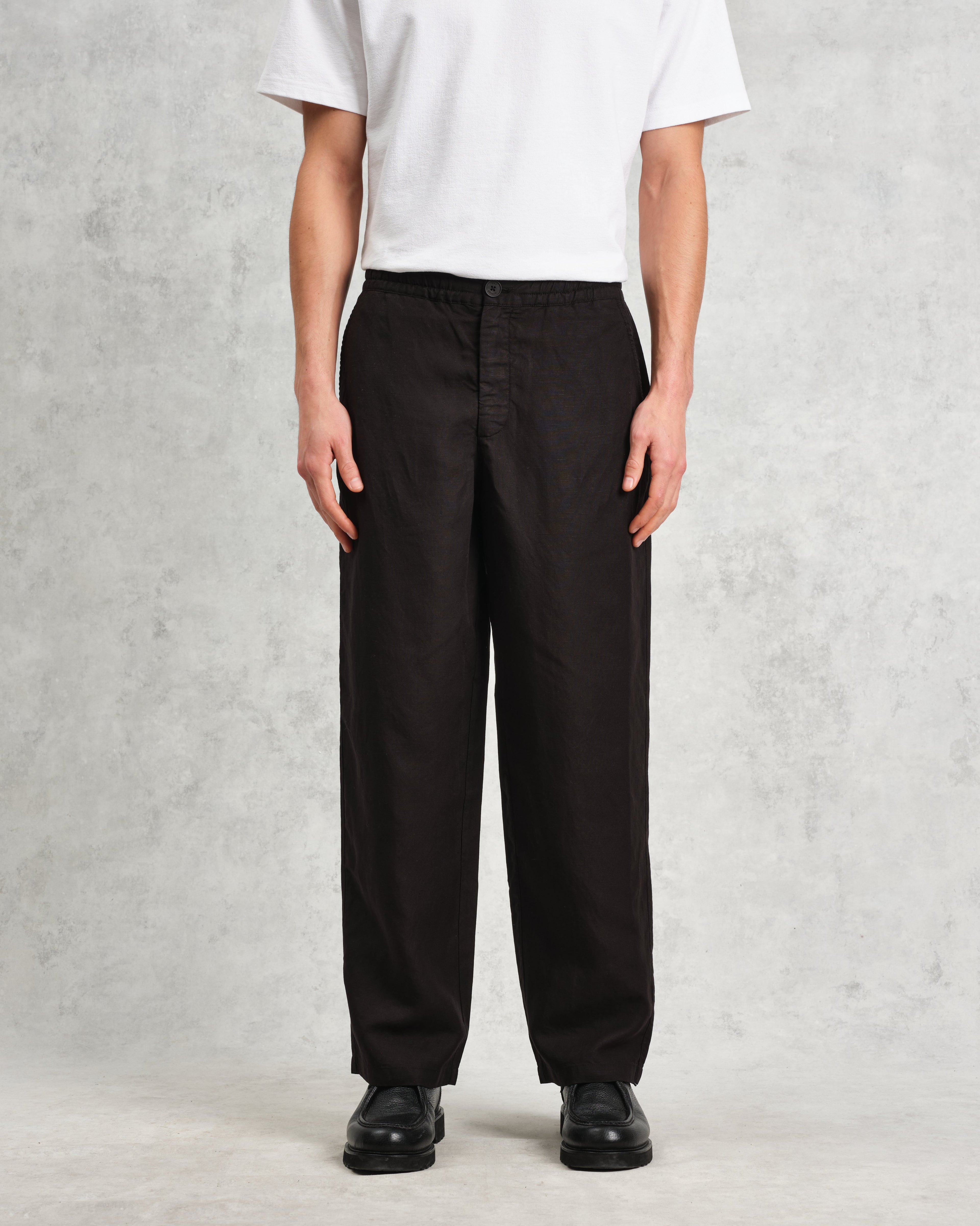 Glencoe - Black Slub Weave Trousers