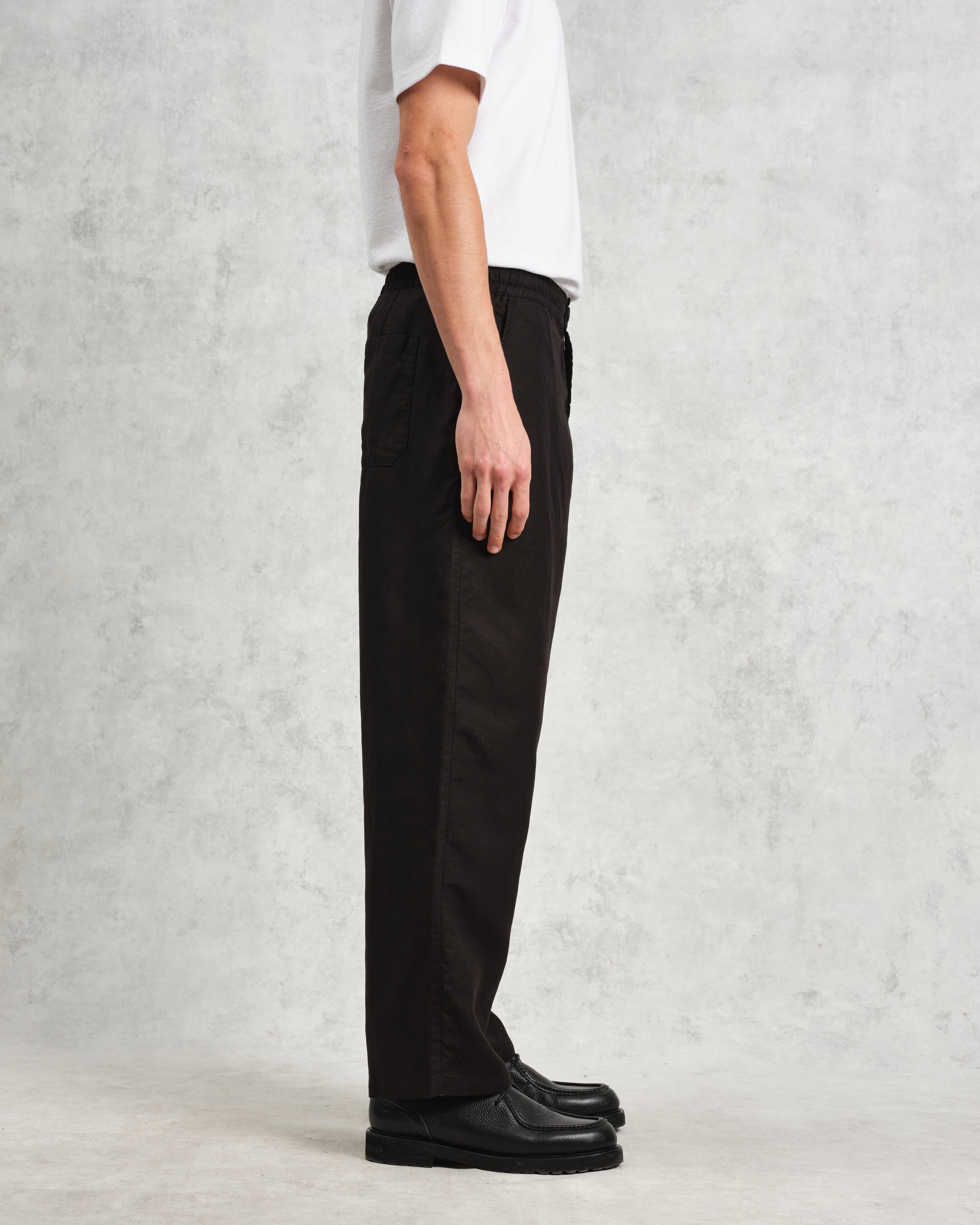 Glencoe - Black Slub Weave Trousers