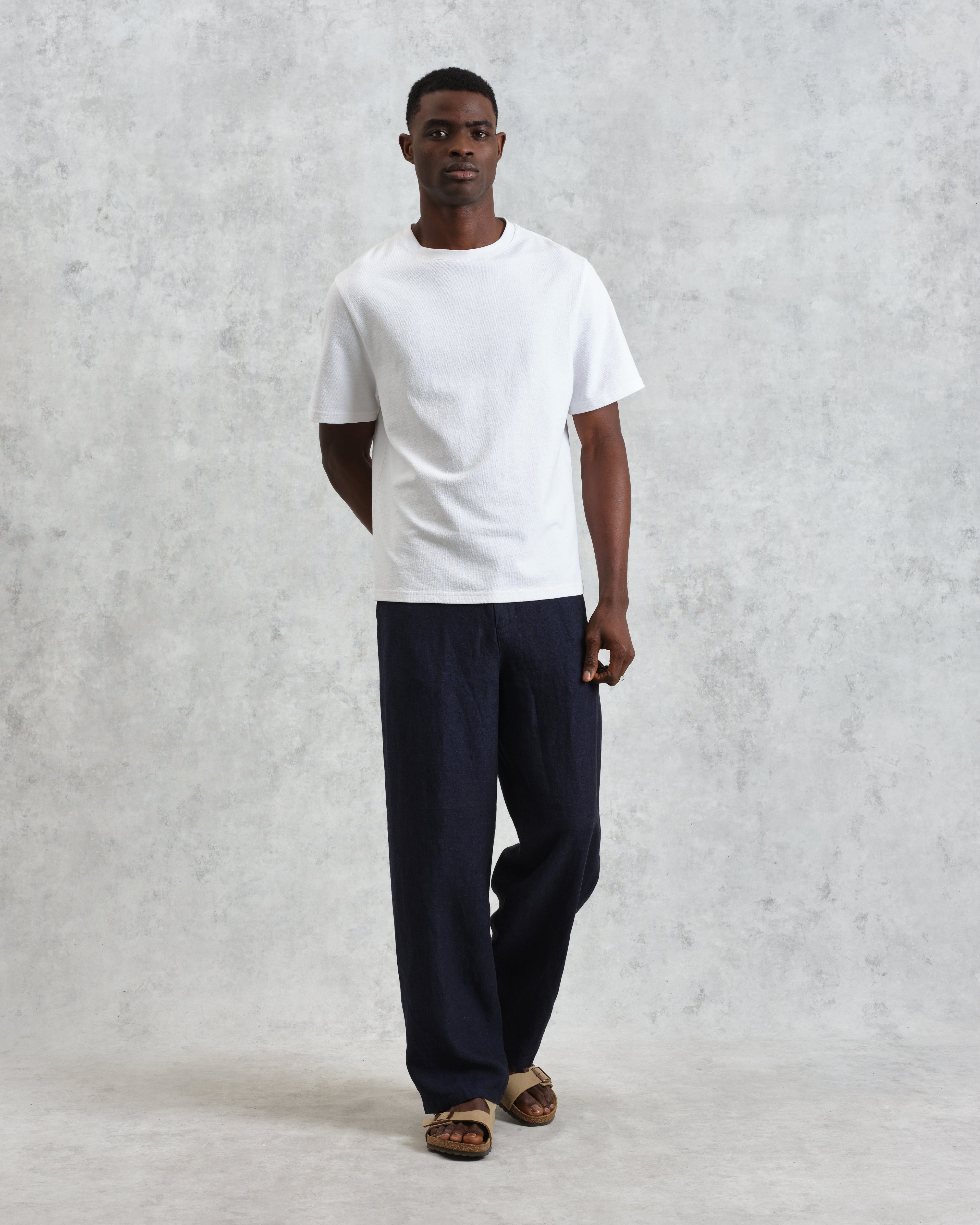 Glencoe - Navy Two-Tone Linen Trousers