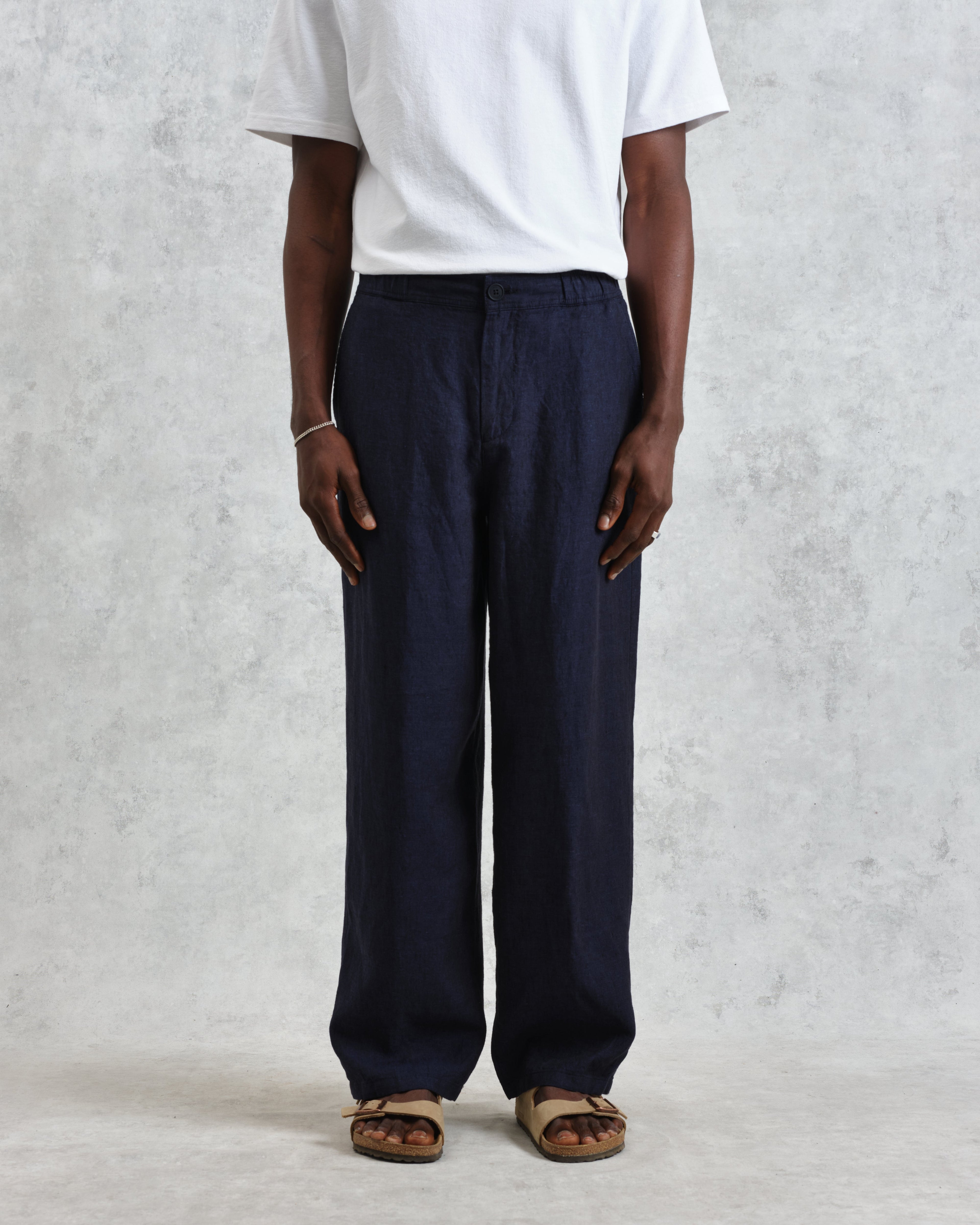 Glencoe - Navy Two-Tone Linen Trousers