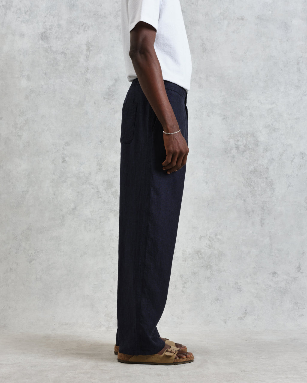 Glencoe - Navy Two-Tone Linen Trousers