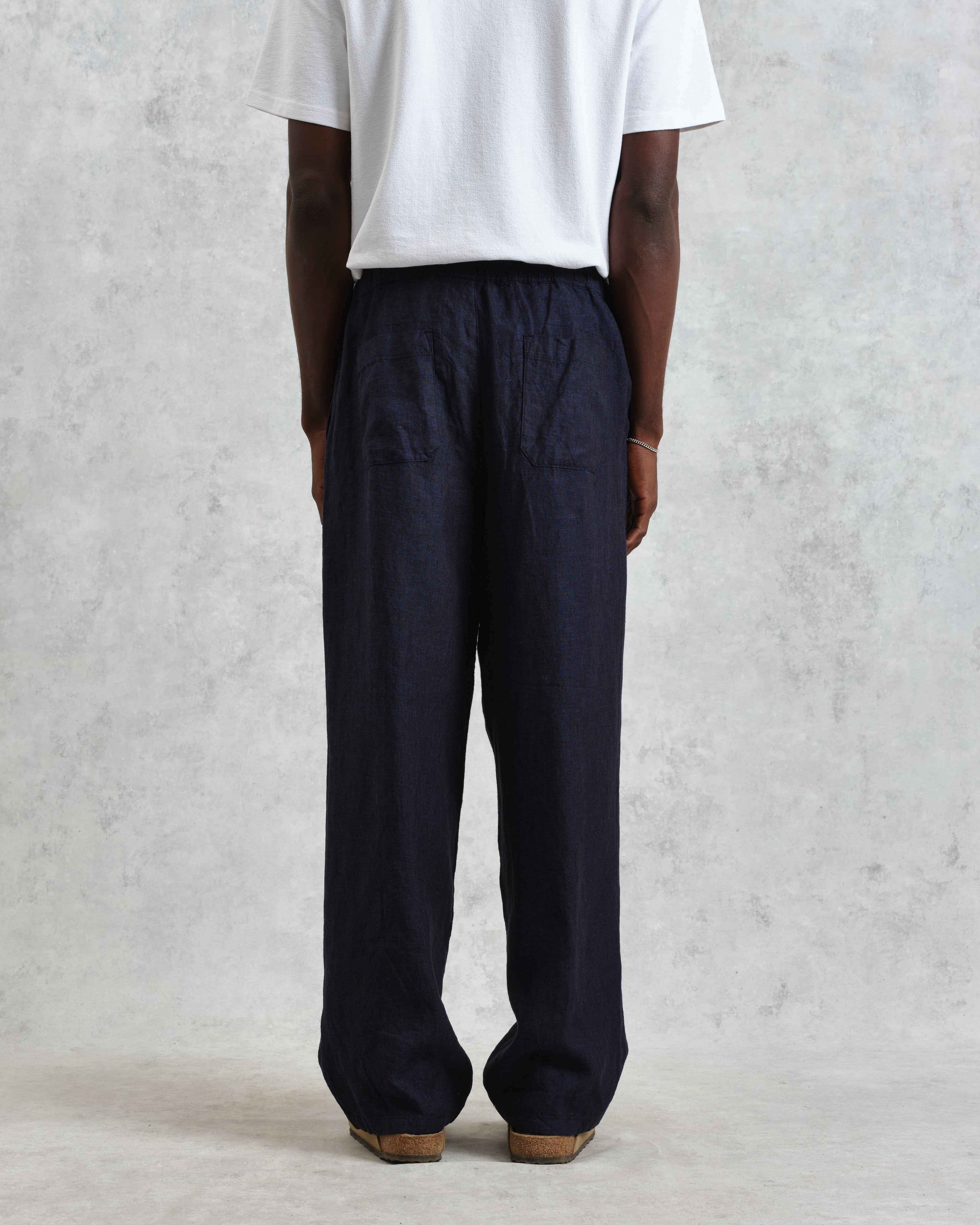 Glencoe - Navy Two-Tone Linen Trousers