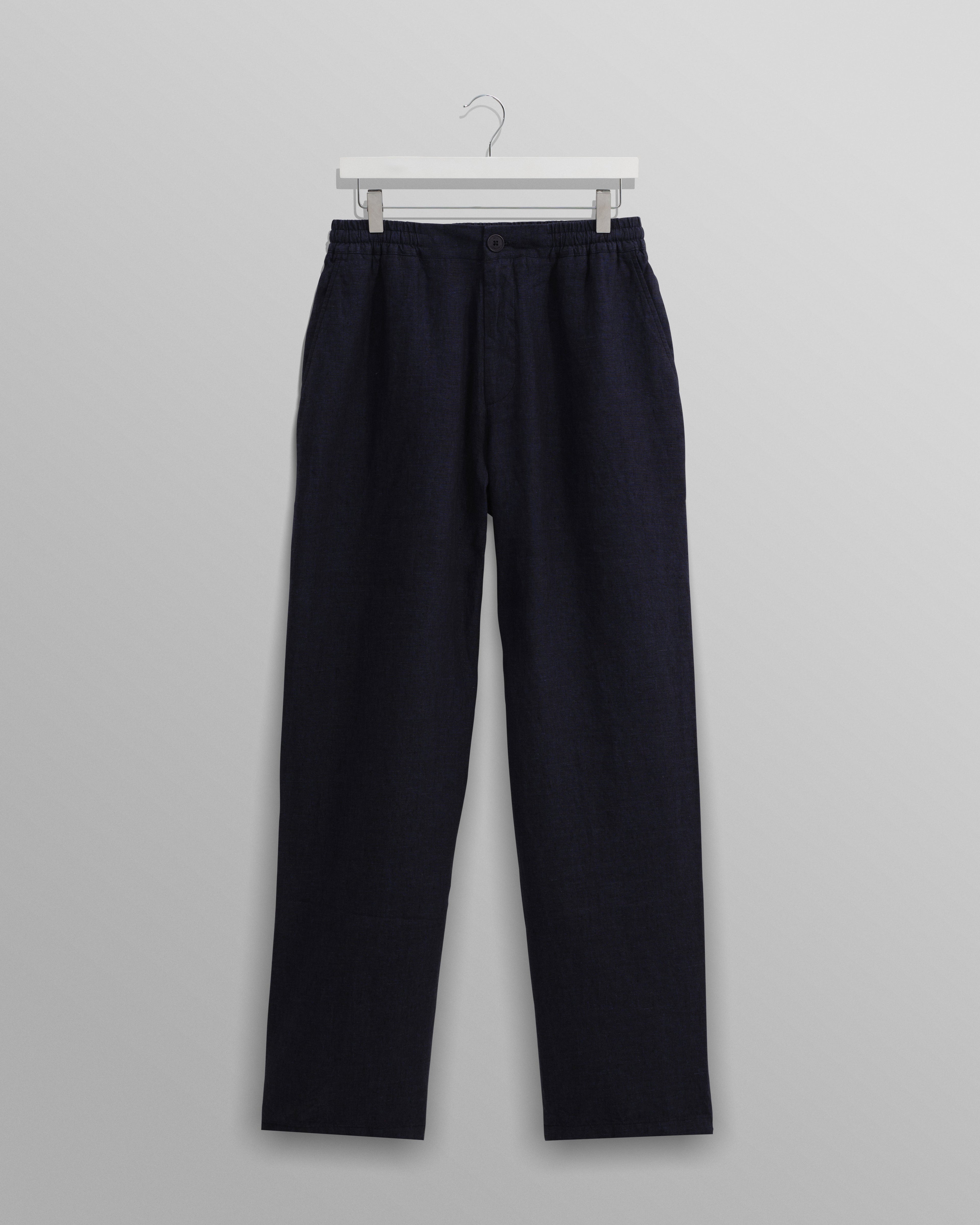 Glencoe - Navy Two-Tone Linen Trousers
