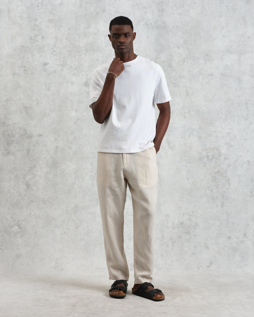 Glencoe - Washed Beige Linen Trousers