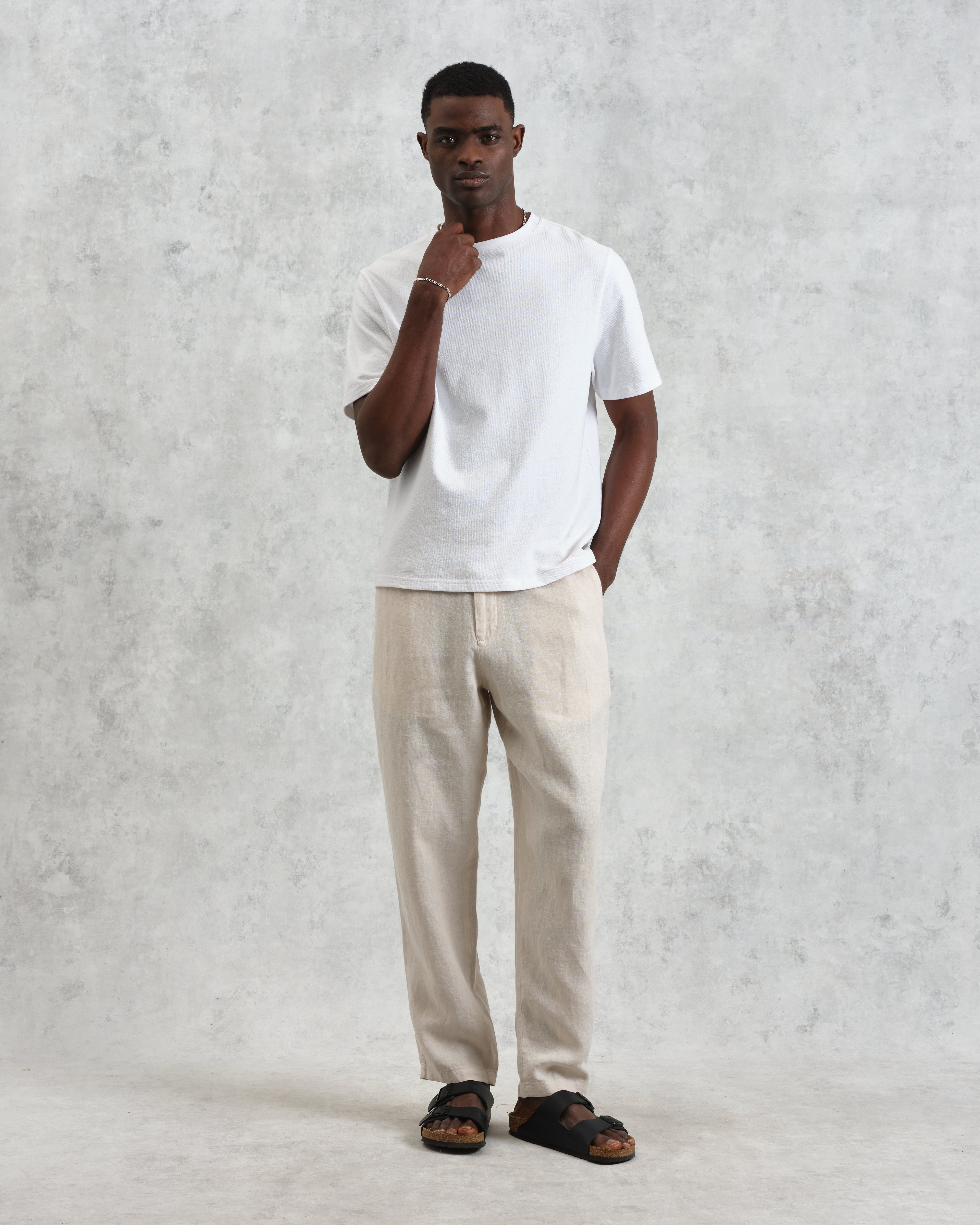 Glencoe - Washed Beige Linen Trousers