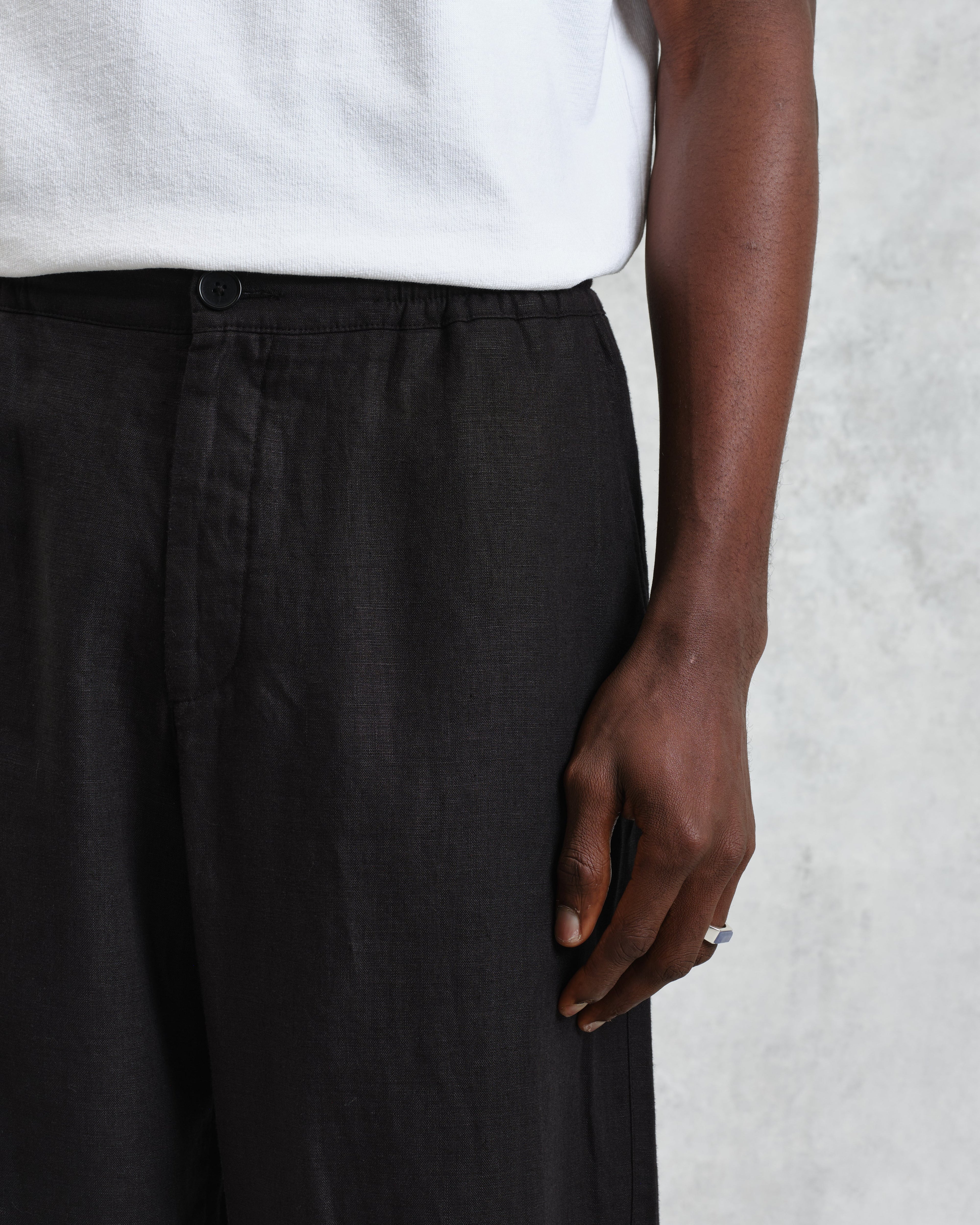 Glencoe - Washed Black Linen Trousers