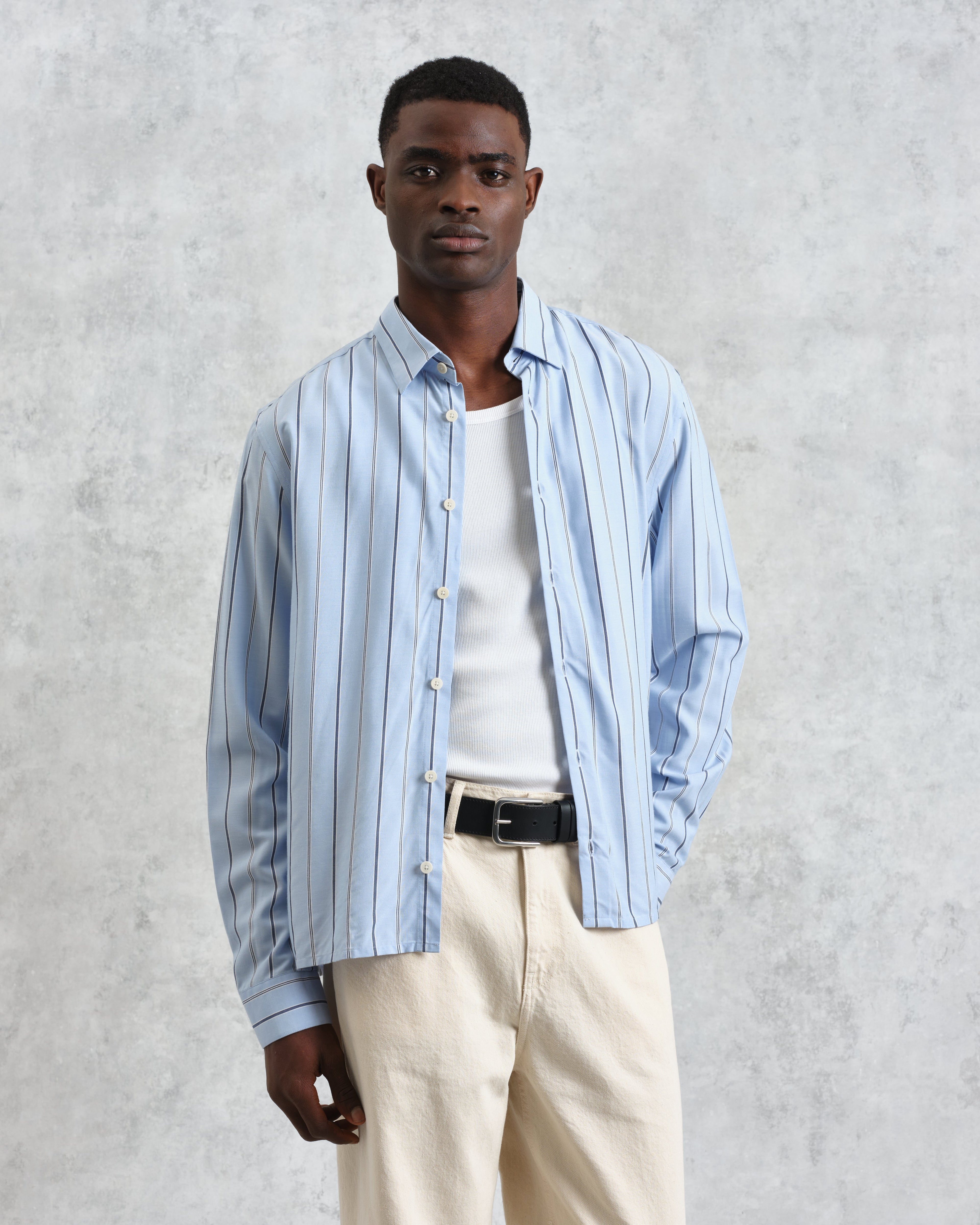 Halcomb - Blue Stripe Viscose Shirt