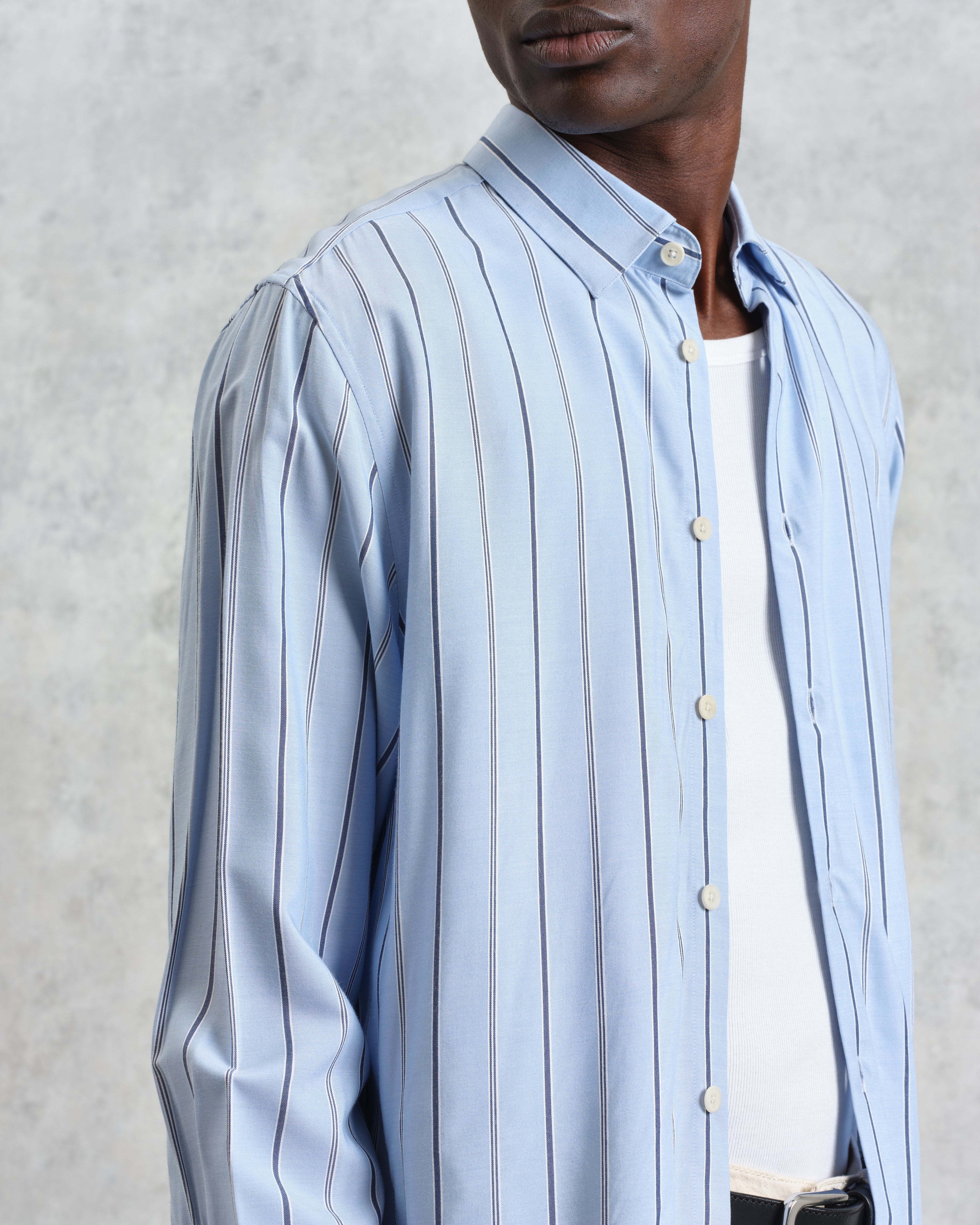 Halcomb - Blue Stripe Viscose Shirt