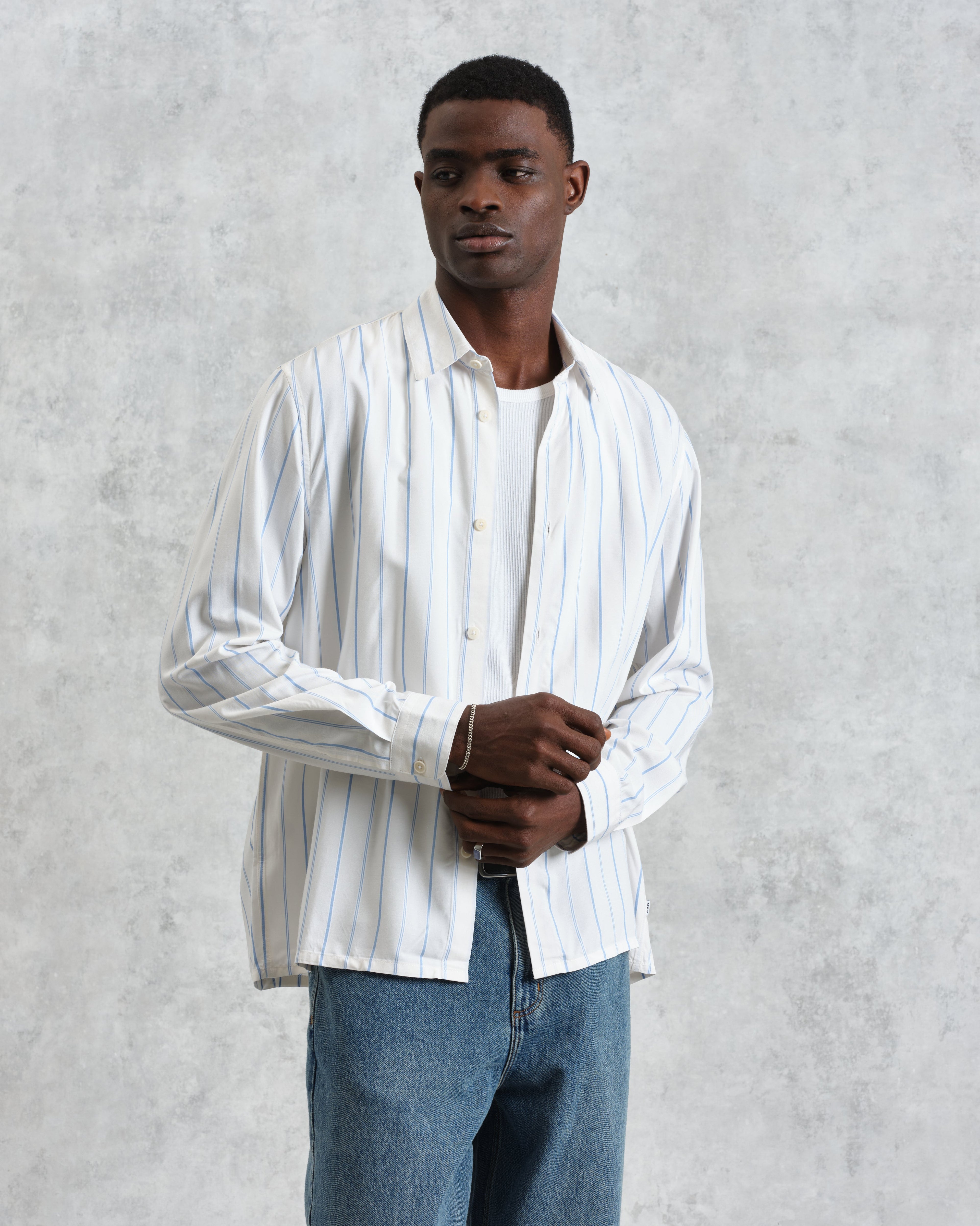 Halcomb - Ecru Stripe Viscose Shirt