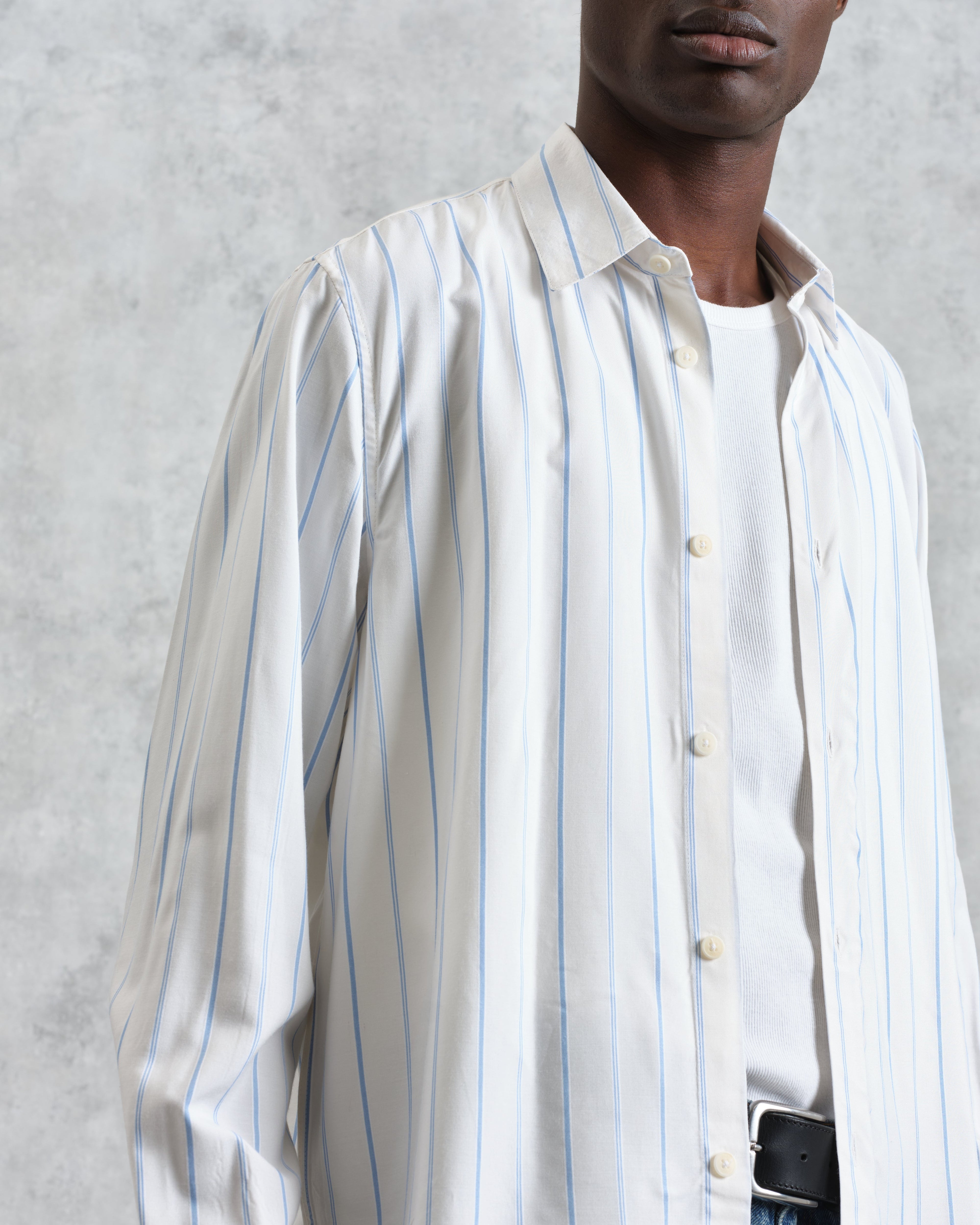 Halcomb - Ecru Stripe Viscose Shirt