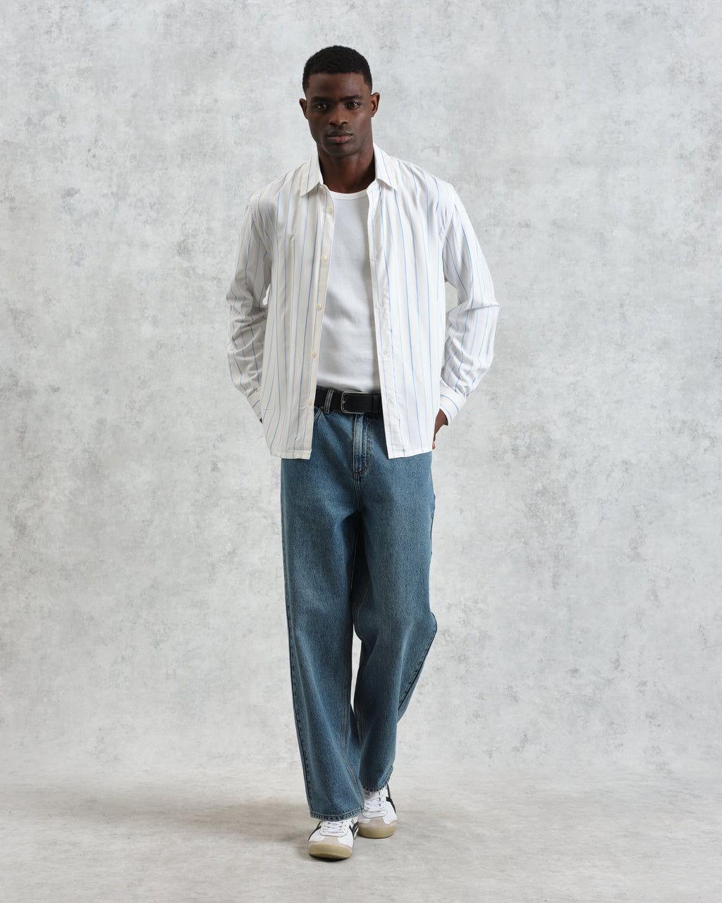Halcomb - Ecru Stripe Viscose Shirt