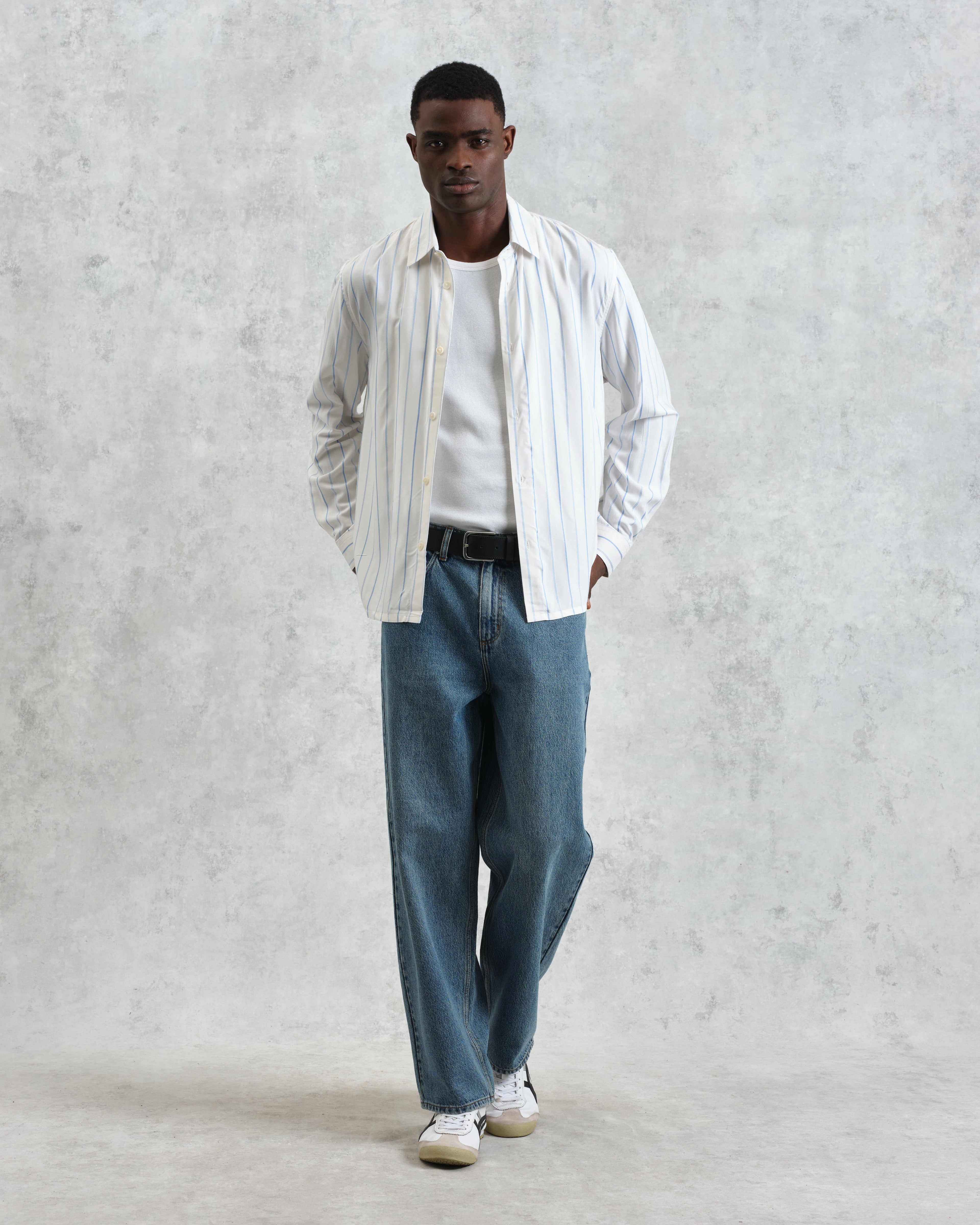 Halcomb - Ecru Stripe Viscose Shirt