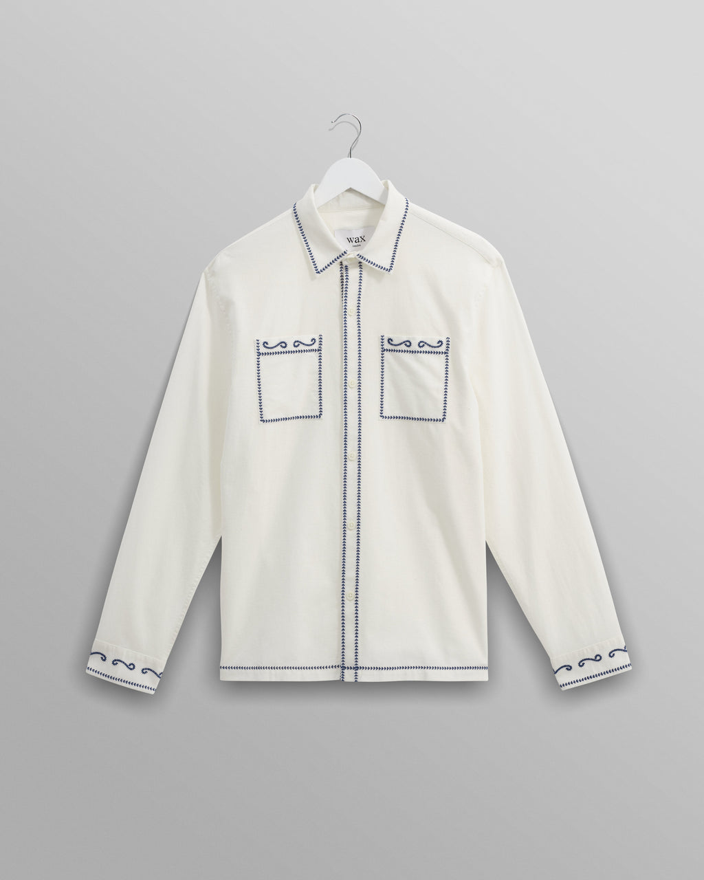 Haven - Ecru And Blue Embroidered Shirt