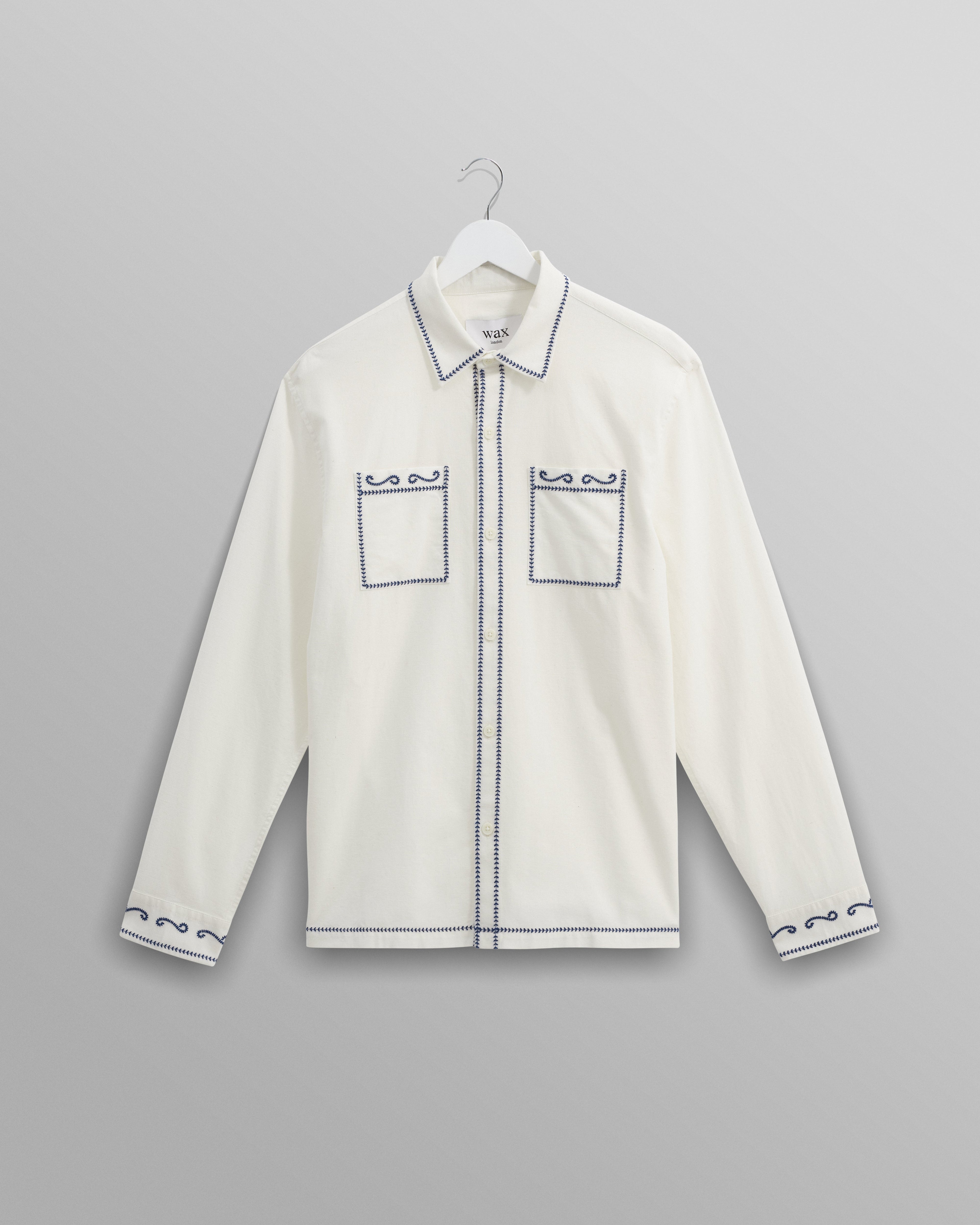 Haven - Ecru And Blue Embroidered Shirt