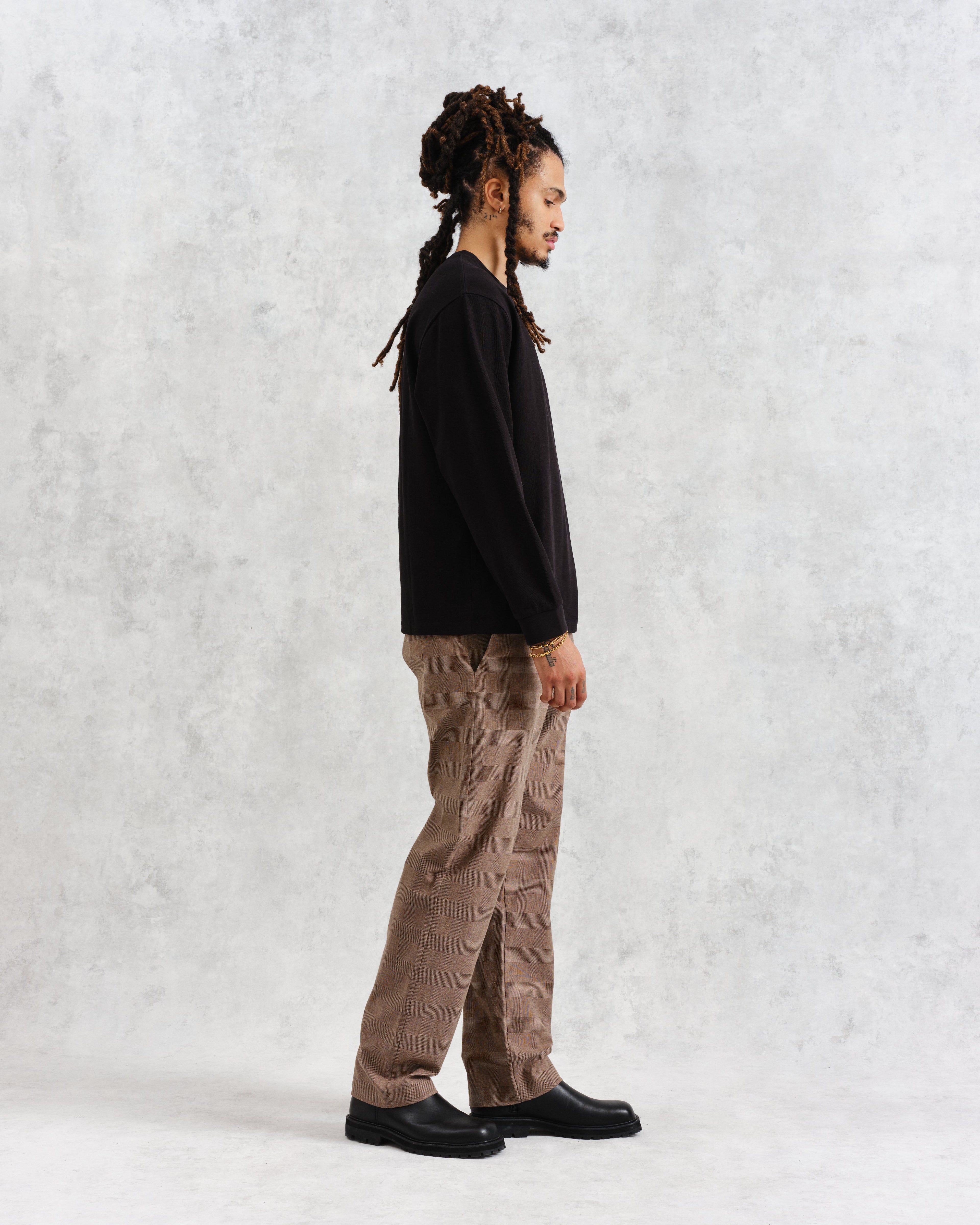 Hayden - Black Textured Organic Cotton Long Sleeve T-Shirt