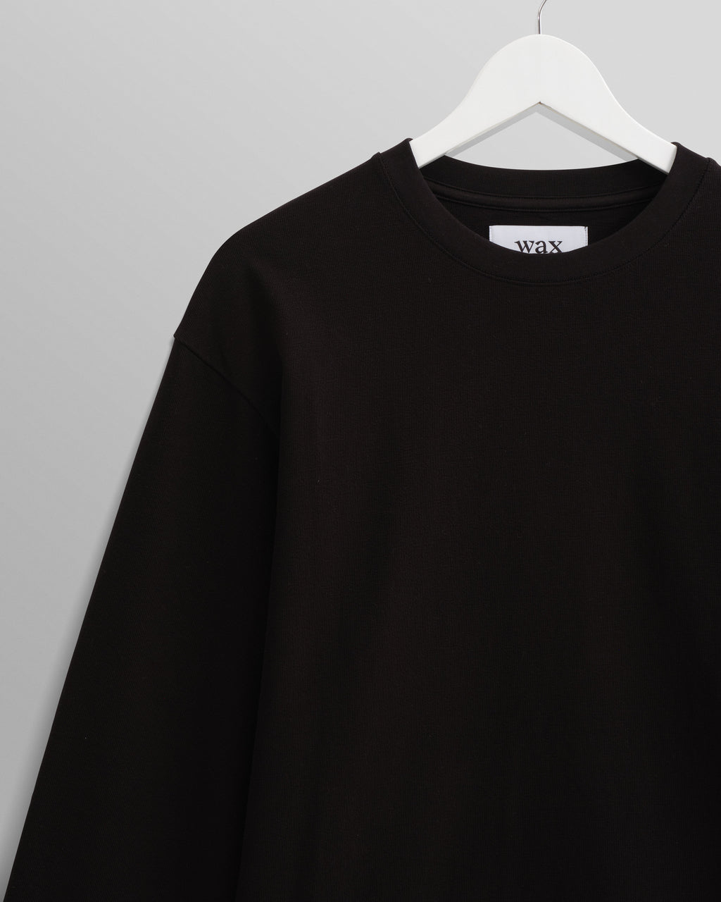 Hayden - Black Textured Organic Cotton Long Sleeve T-Shirt