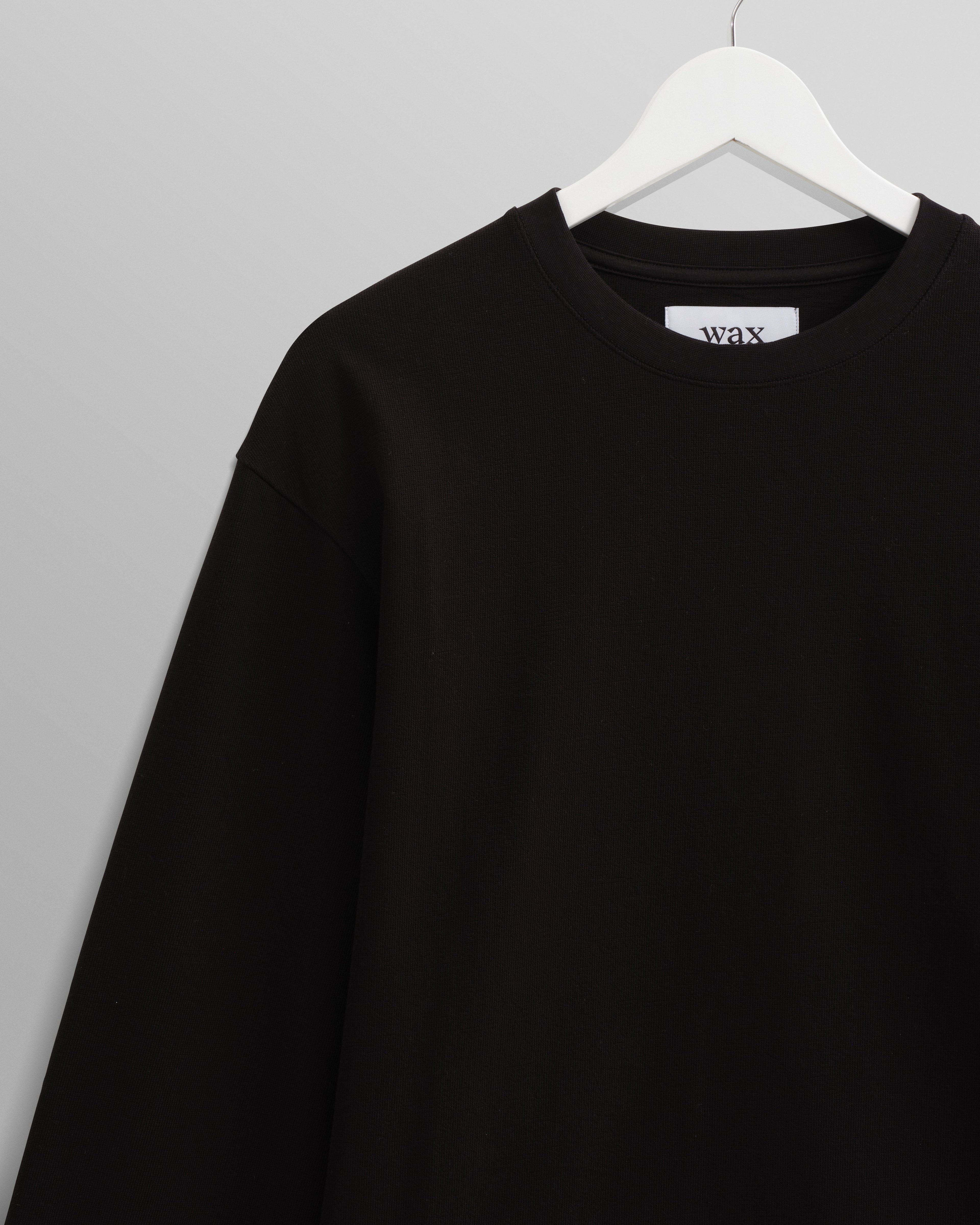 Hayden - Black Textured Organic Cotton Long Sleeve T-Shirt