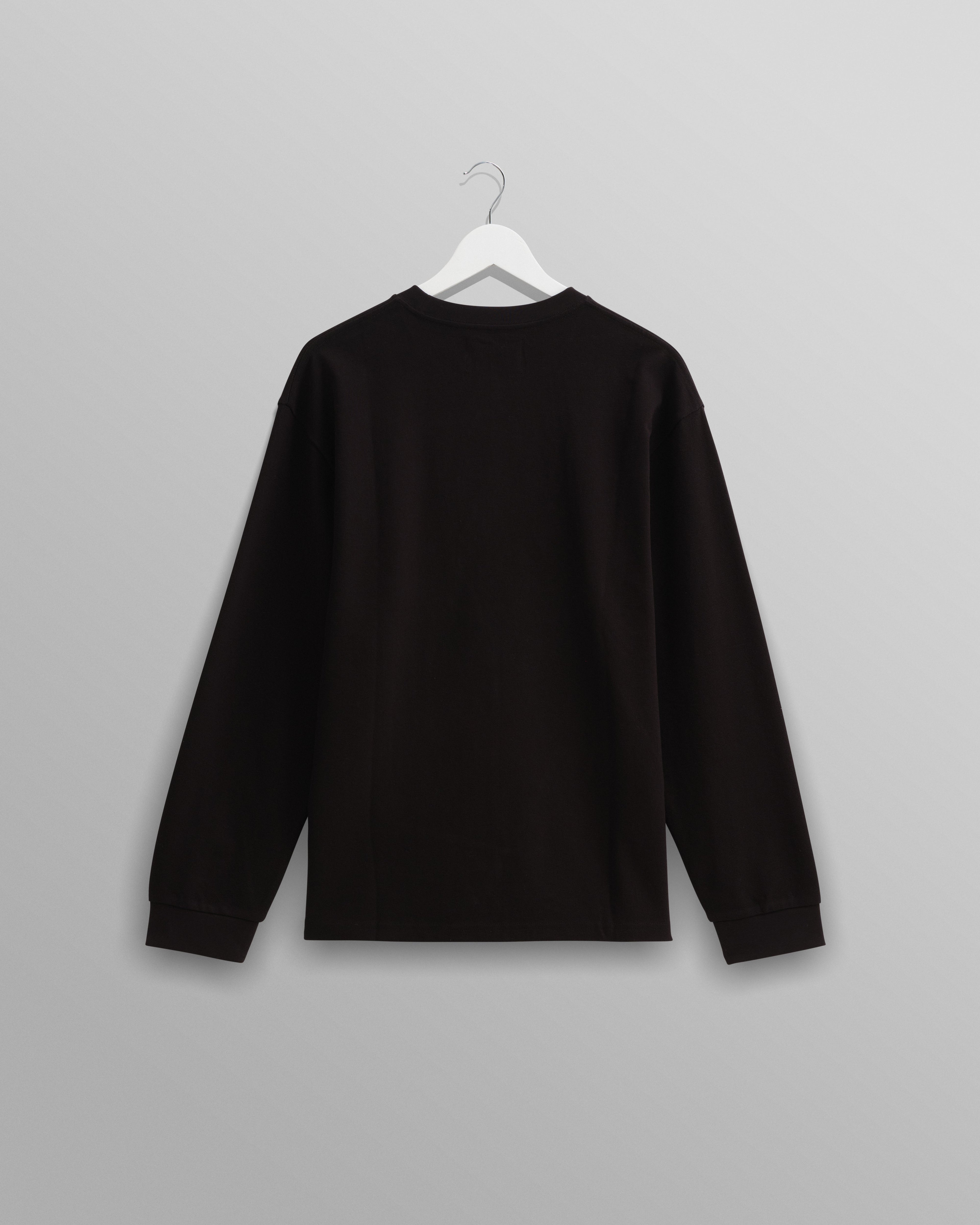 Hayden - Black Textured Organic Cotton Long Sleeve T-Shirt