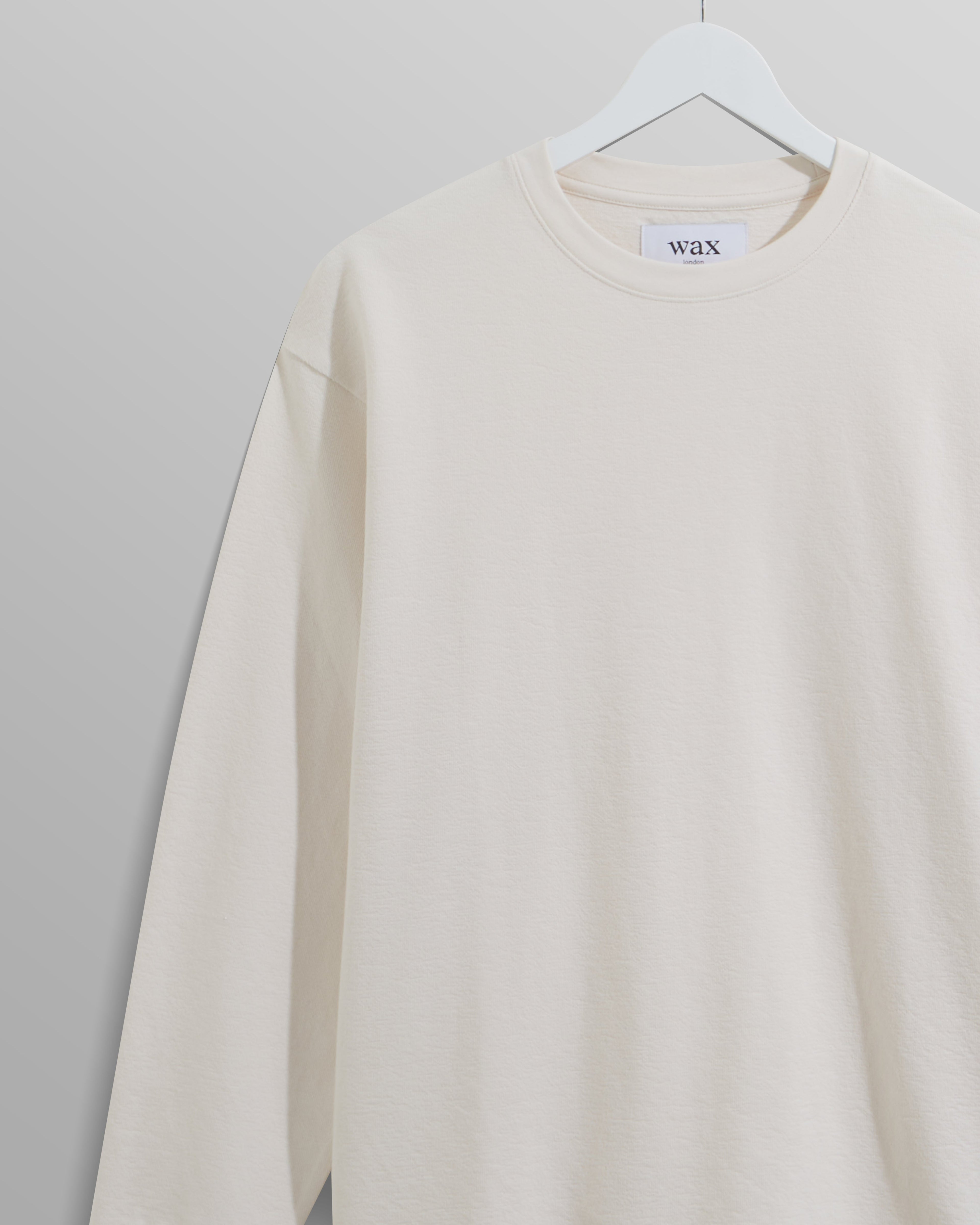 Hayden - Ecru Textured Organic Cotton Long Sleeve T-Shirt