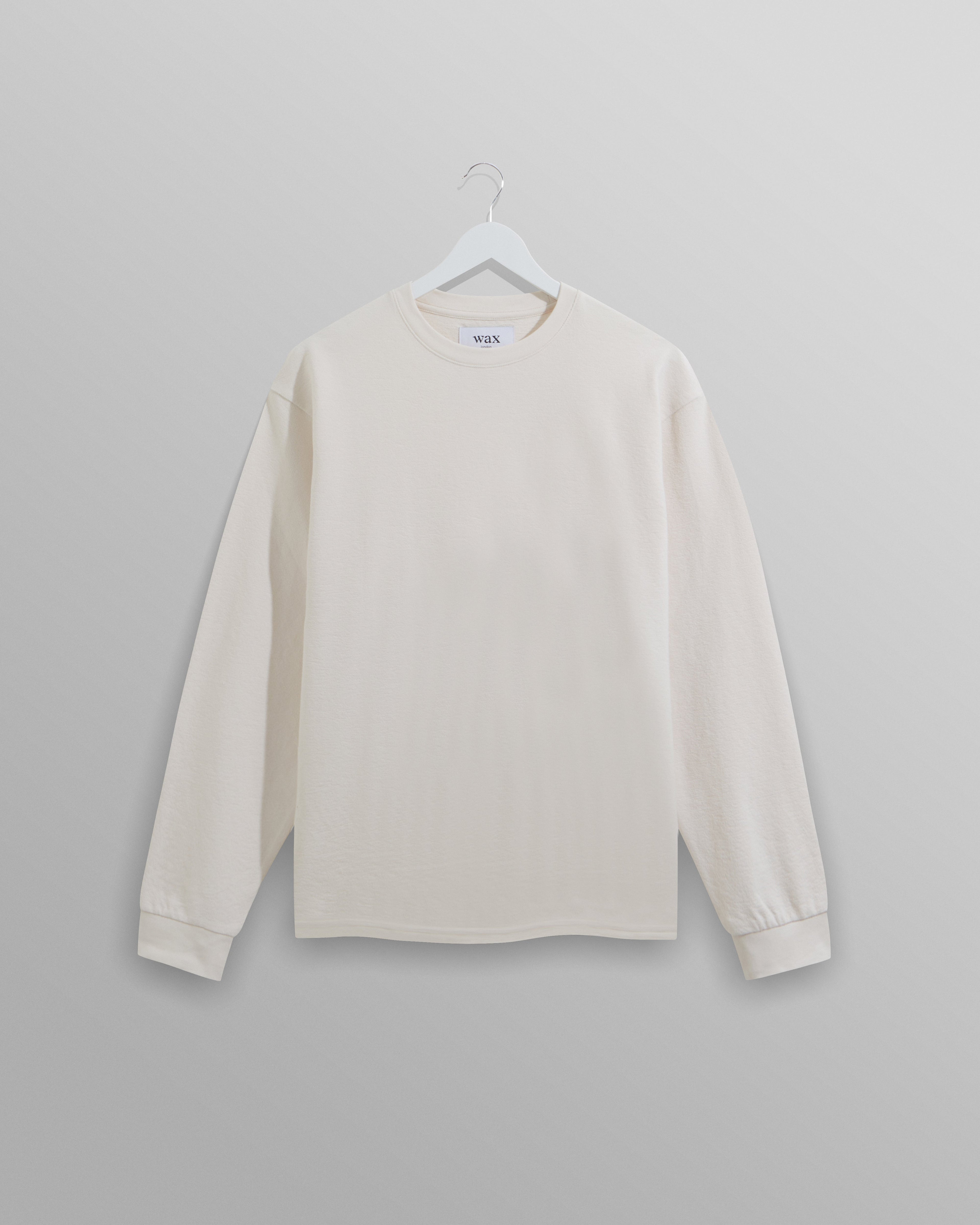 Hayden - Ecru Textured Organic Cotton Long Sleeve T-Shirt